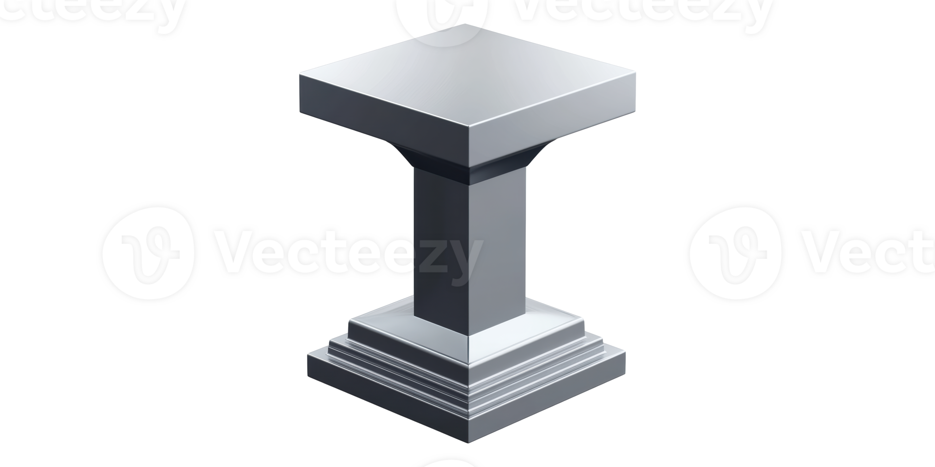 Silver square pedestal isolated on transparent background png
