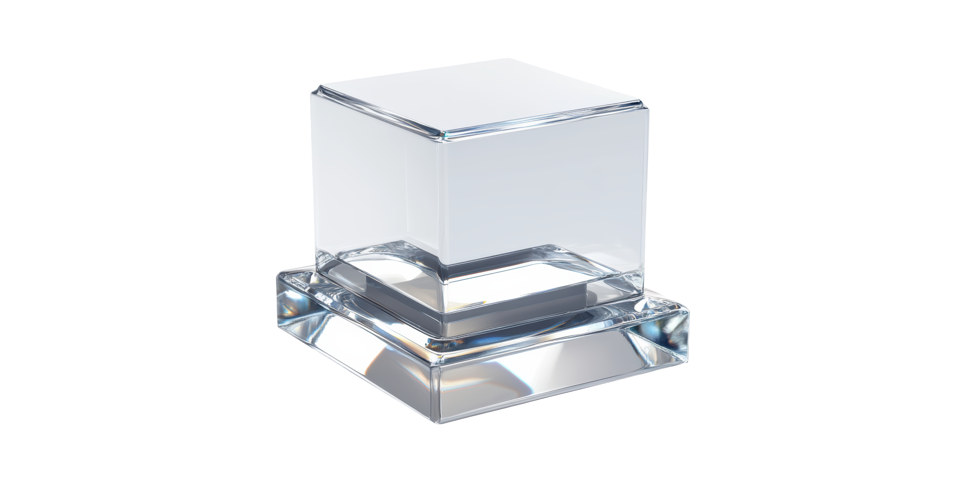 Transparent glass cube decor isolated on transparent background png