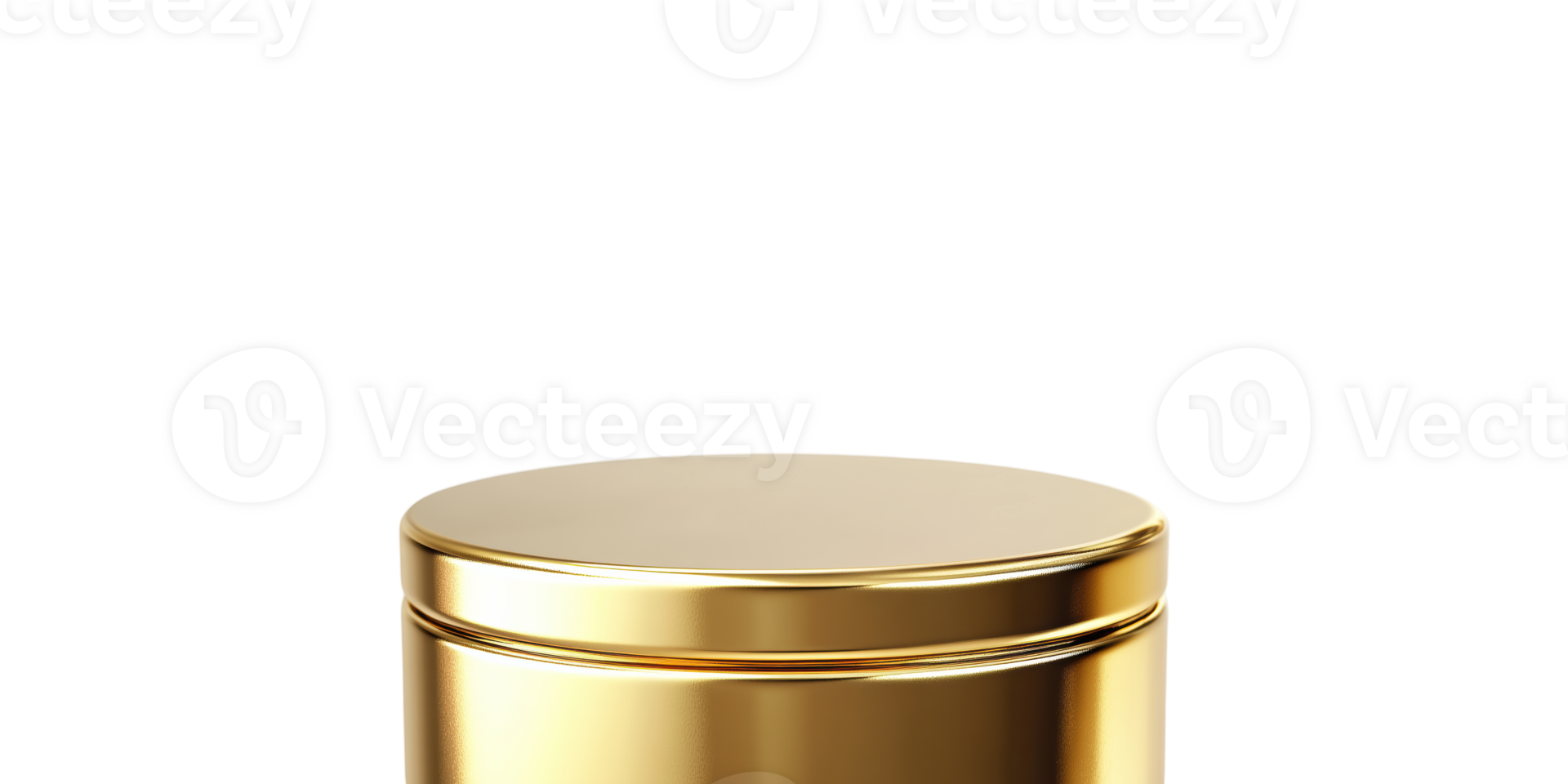 Gold metallic cylinder container isolated on transparent background png