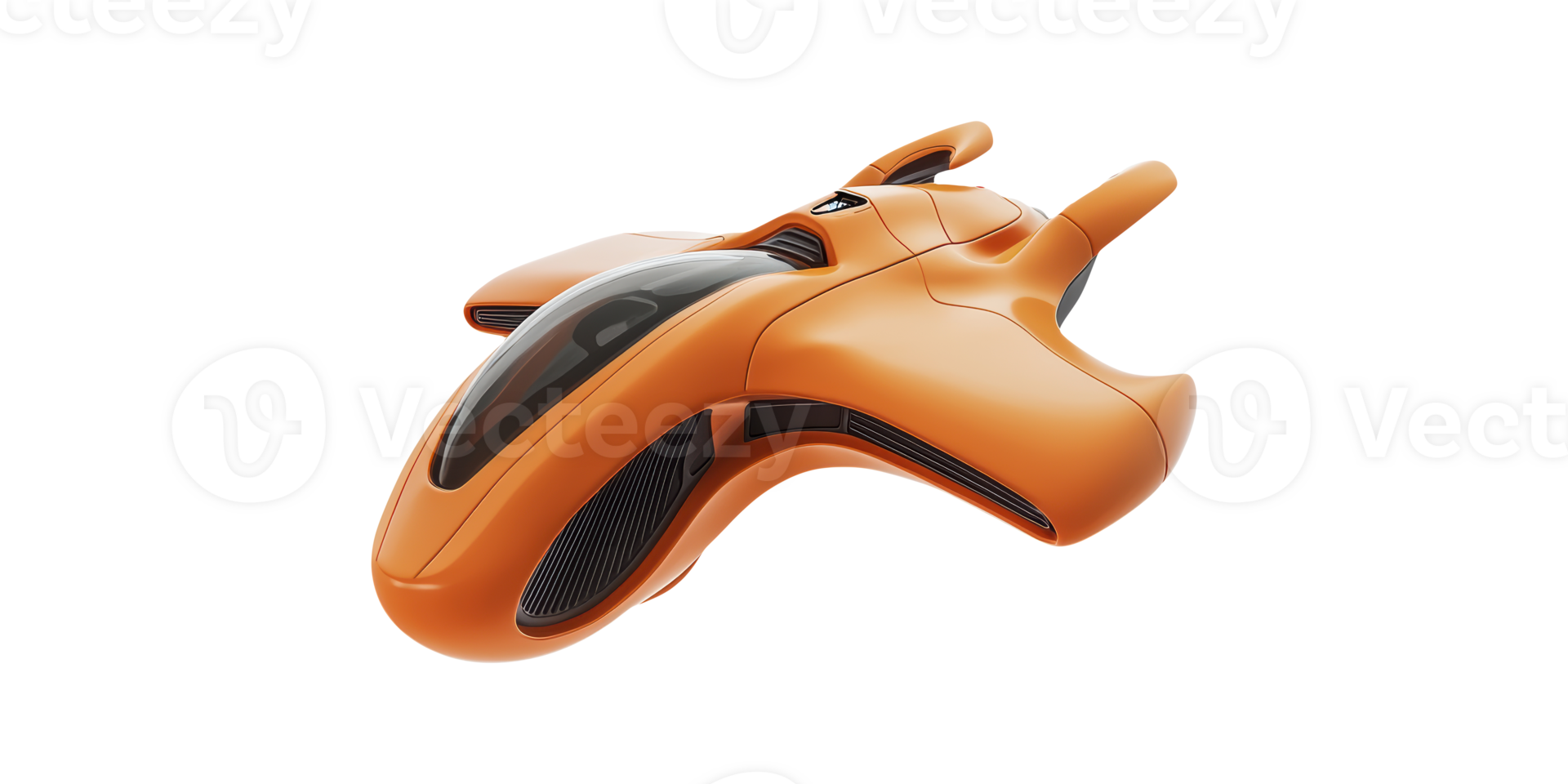 Futuristic orange hovercar design isolated on transparent background png