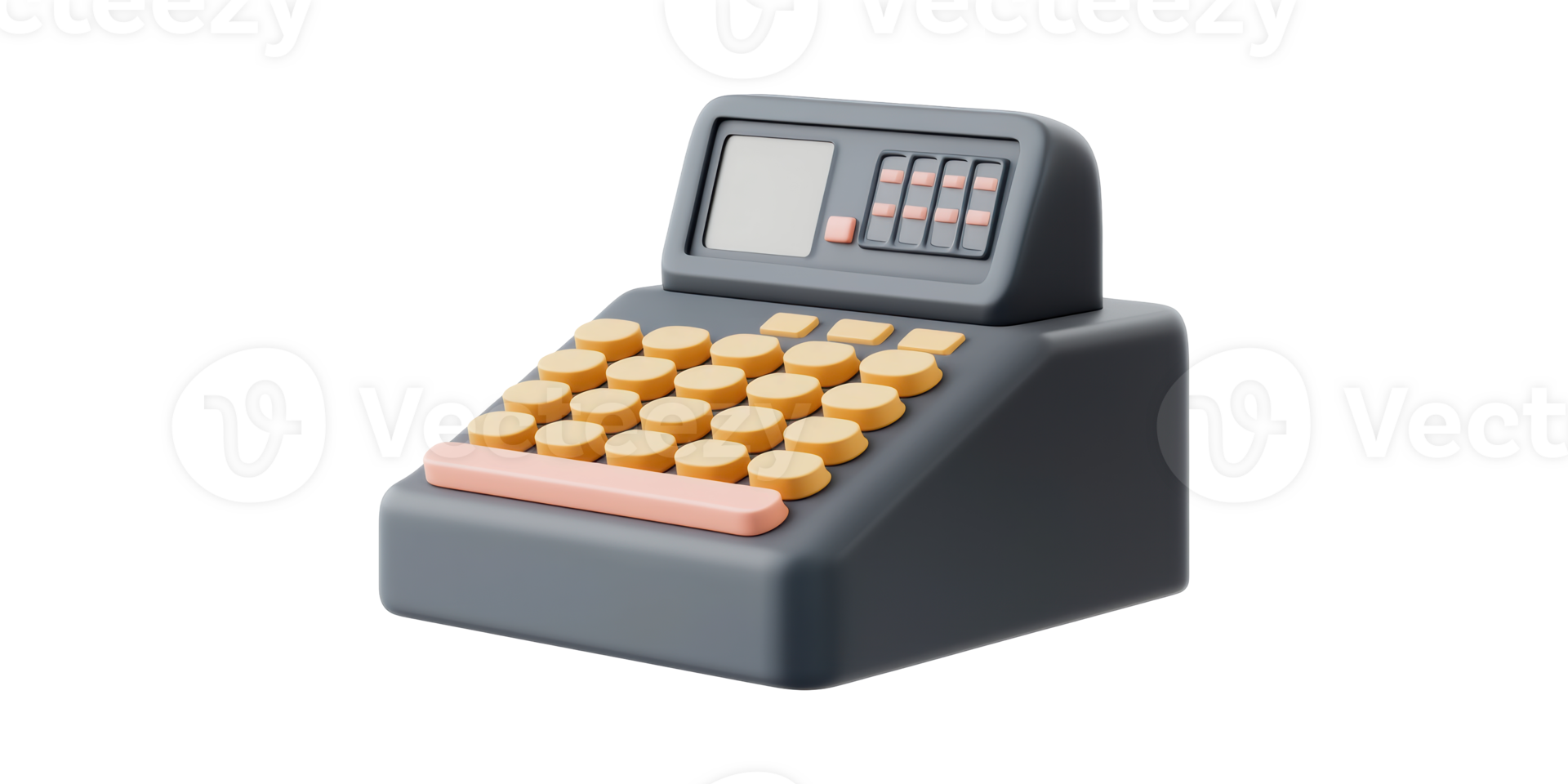 Retro cash register with buttons and display isolated on transparent background png