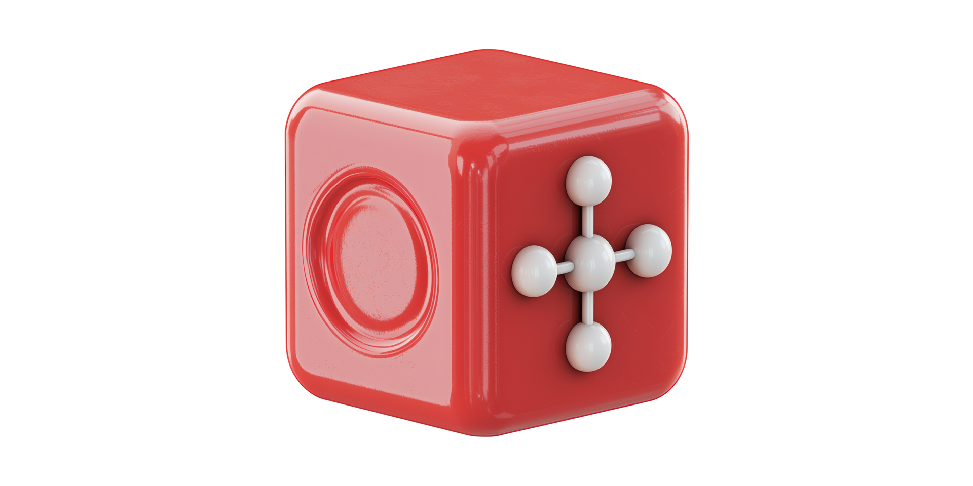 Red cube with geometric patterns isolated on transparent background png