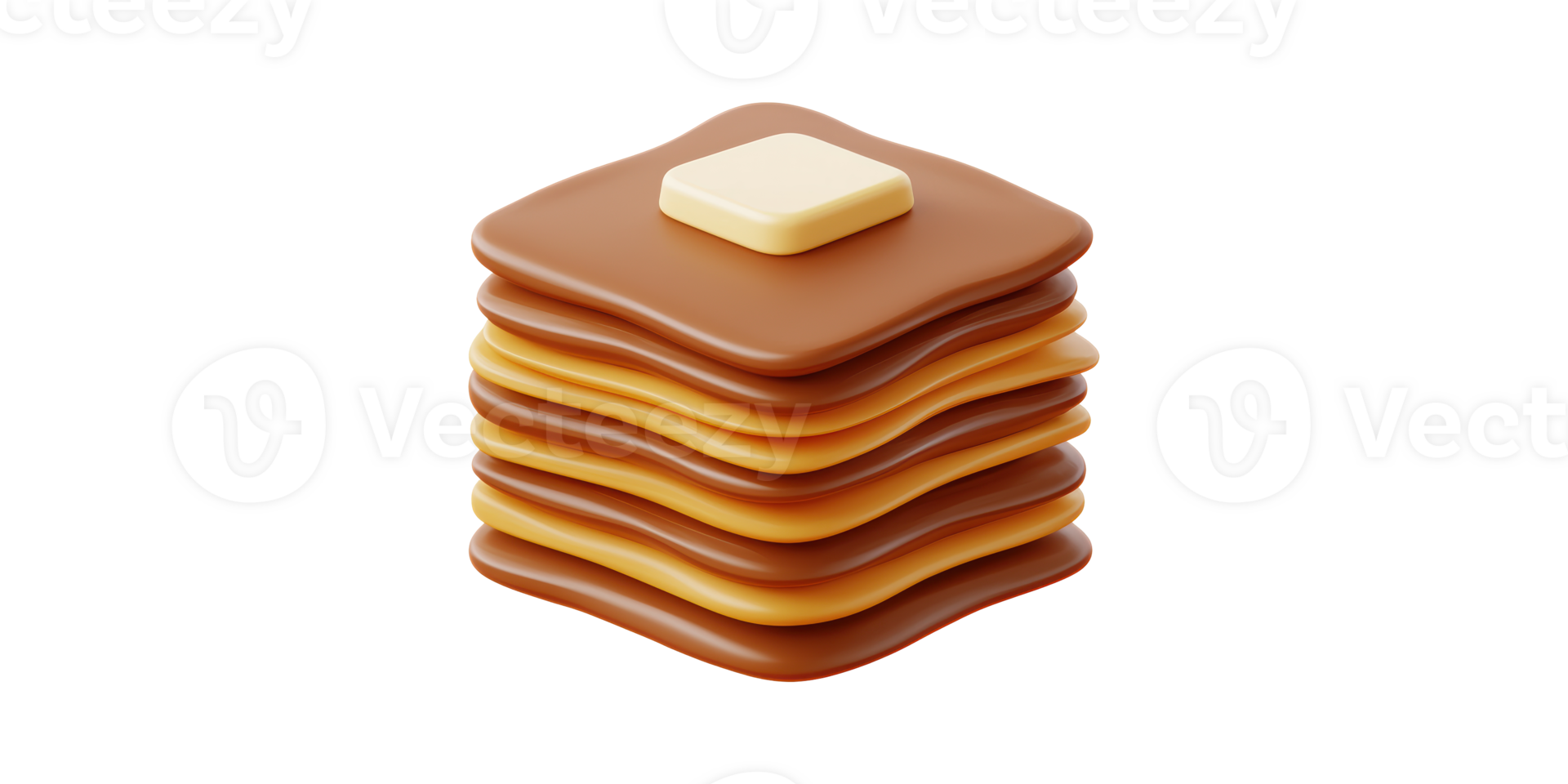 Stack of pancakes with butter topping isolated on transparent background png