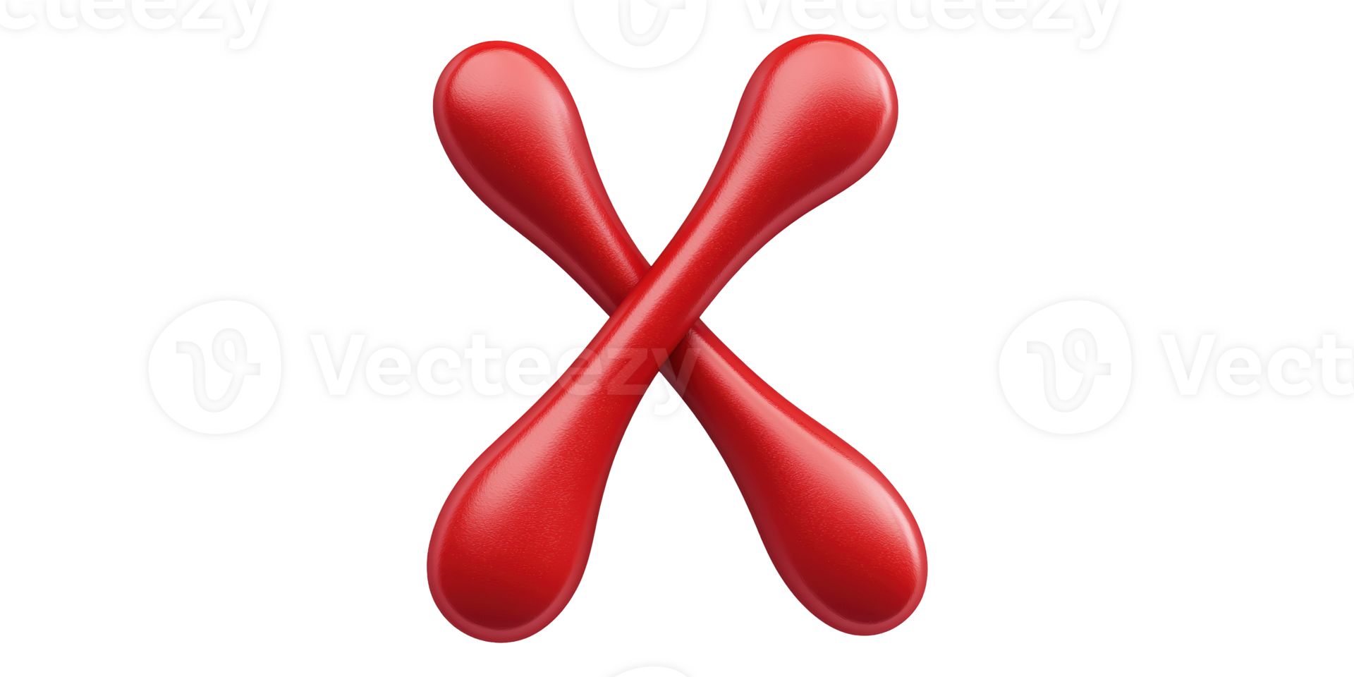 Red glossy x shape 3d design isolated on transparent background png