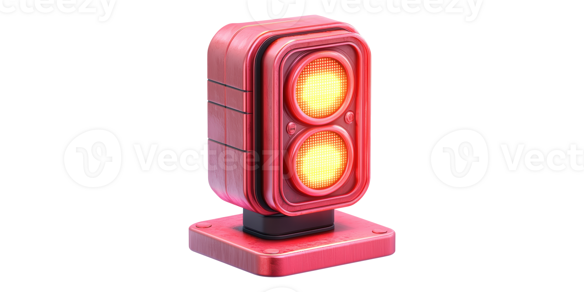 Red led traffic light isolated on transparent background png