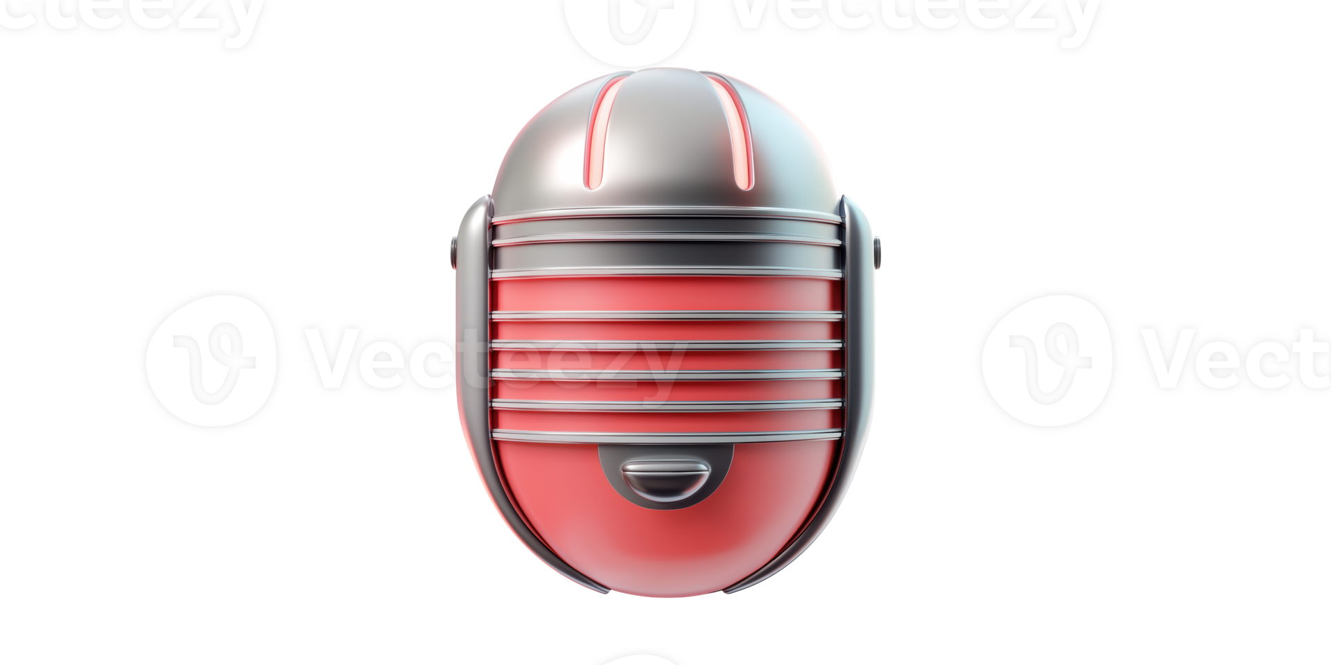 Retro red and silver microphone isolated on transparent background png