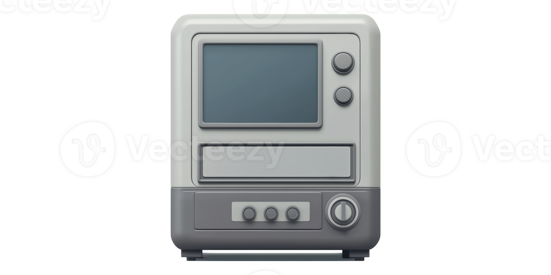 Retro computer monitor with control panel isolated on transparent background png