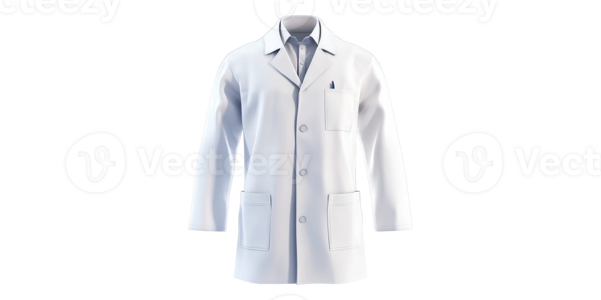 White lab coat with collared shirt isolated on transparent background png