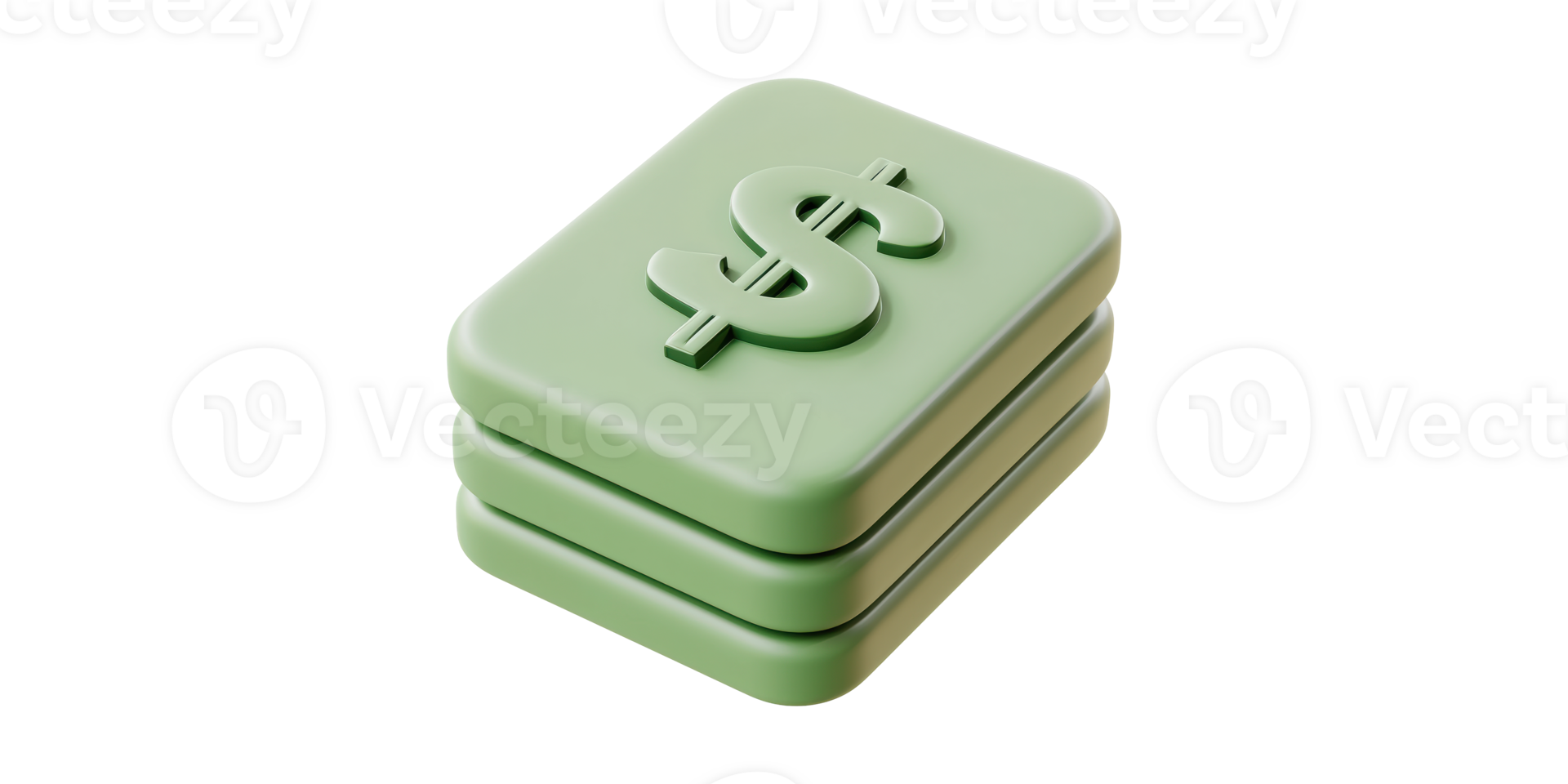 Green dollar sign on rectangular blocks isolated on transparent background png