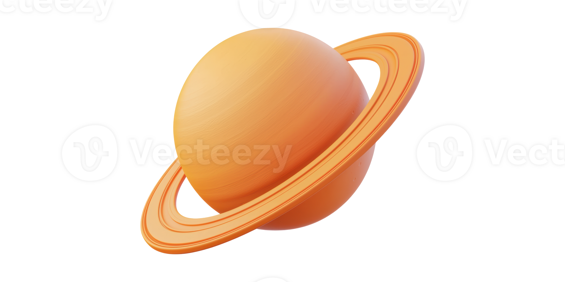 Orange ringed planet with rings isolated on transparent background png