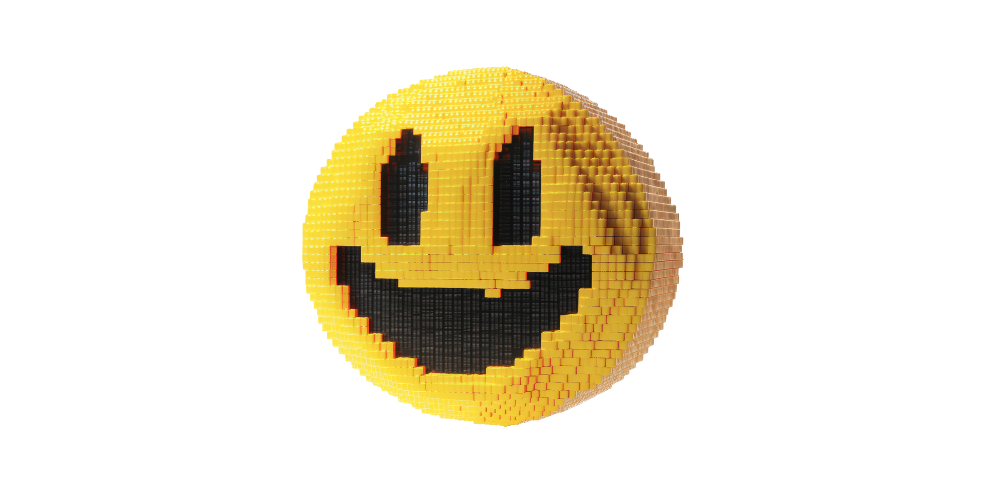 Smiley face made of yellow and black lego bricks isolated on transparent background png