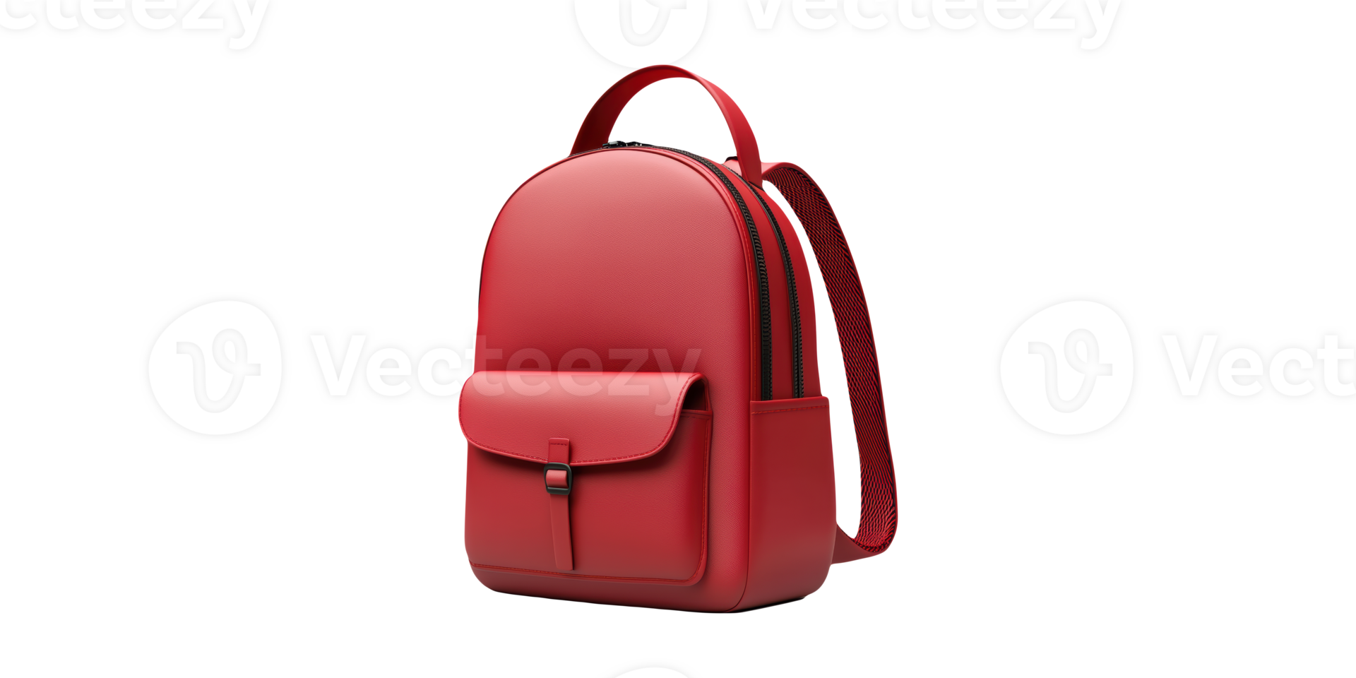 Red backpack with front pocket isolated on transparent background png