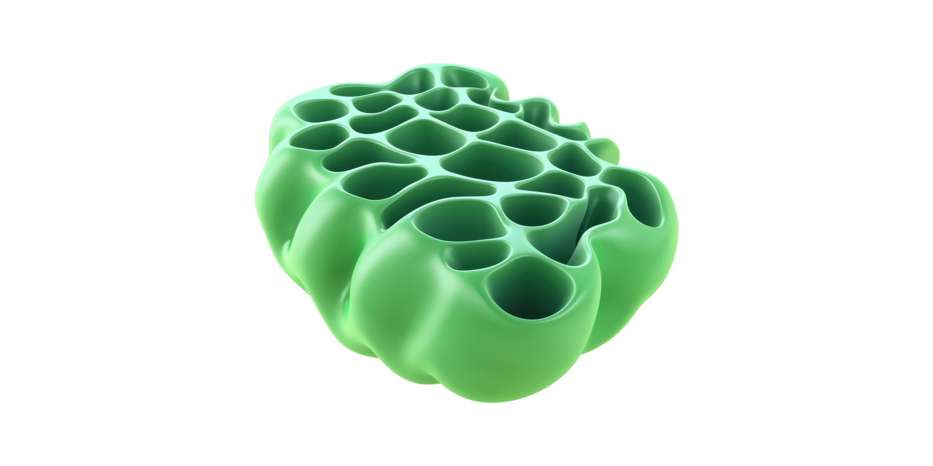 Green porous sponge structure isolated on transparent background png