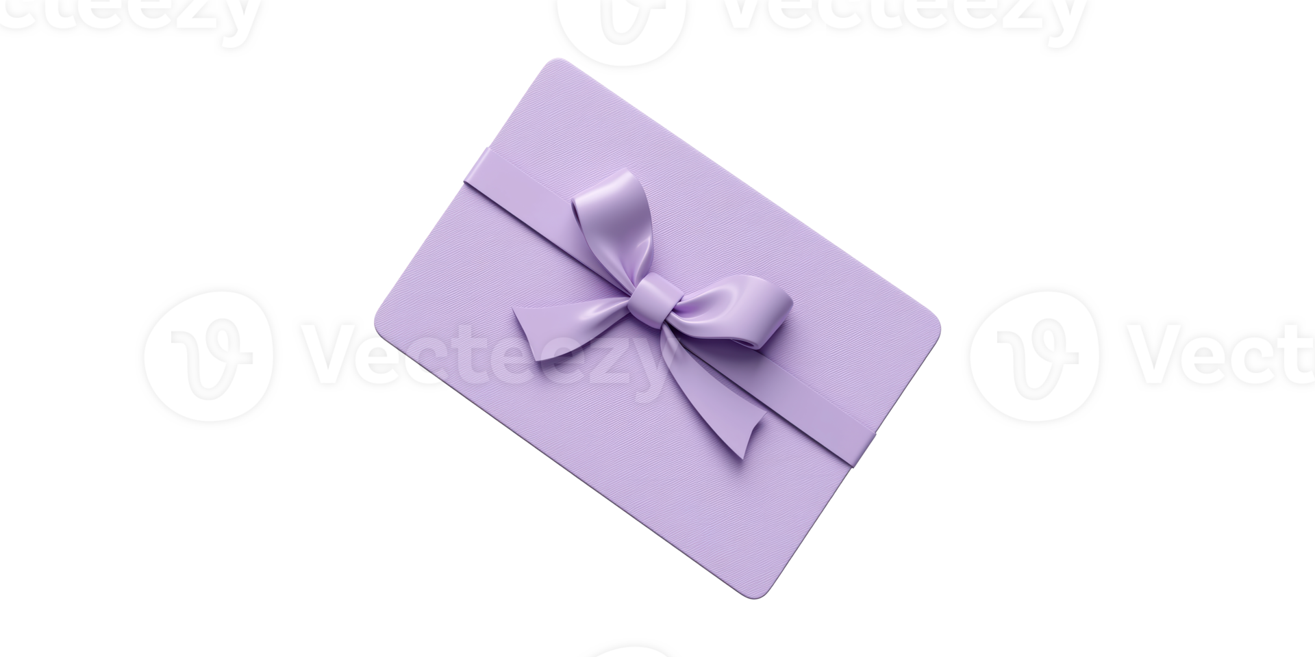 Purple gift card with bow isolated on transparent background png