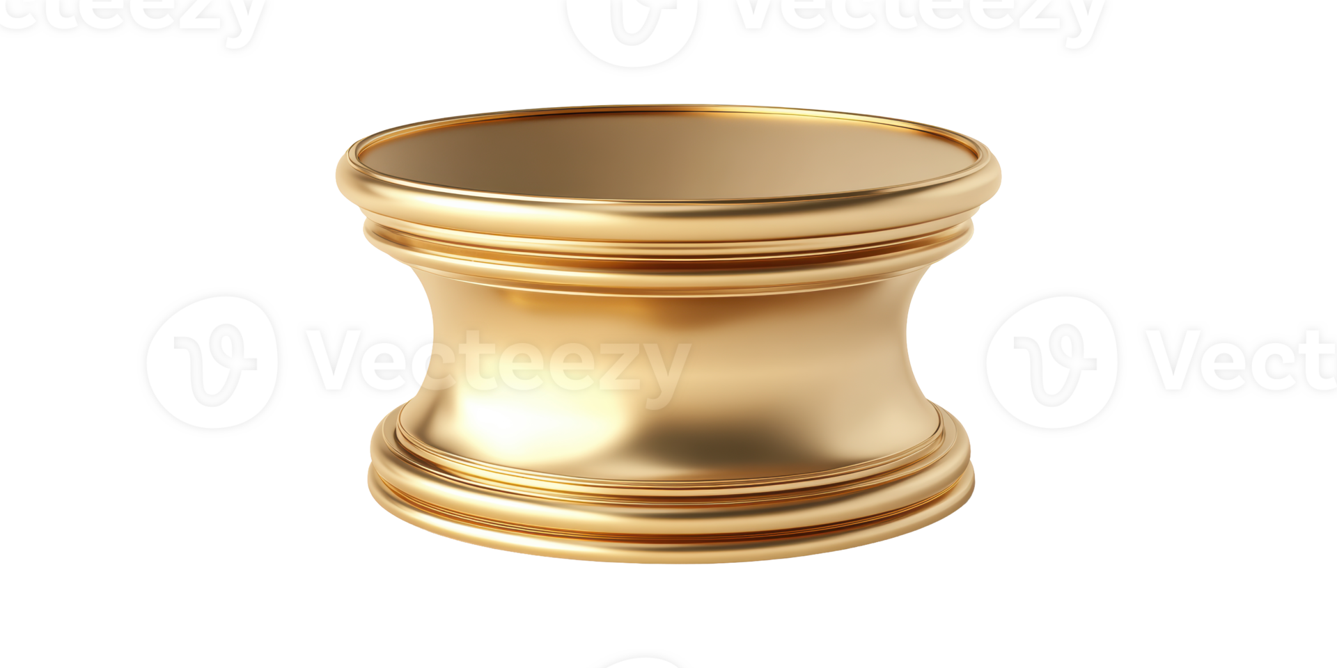 Golden decorative column base isolated on transparent background png