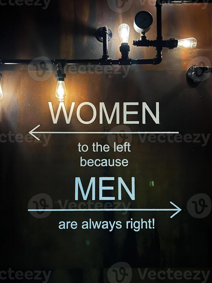 Humorous Restroom Sign Highlighting Gender Differences with Creative Typography photo