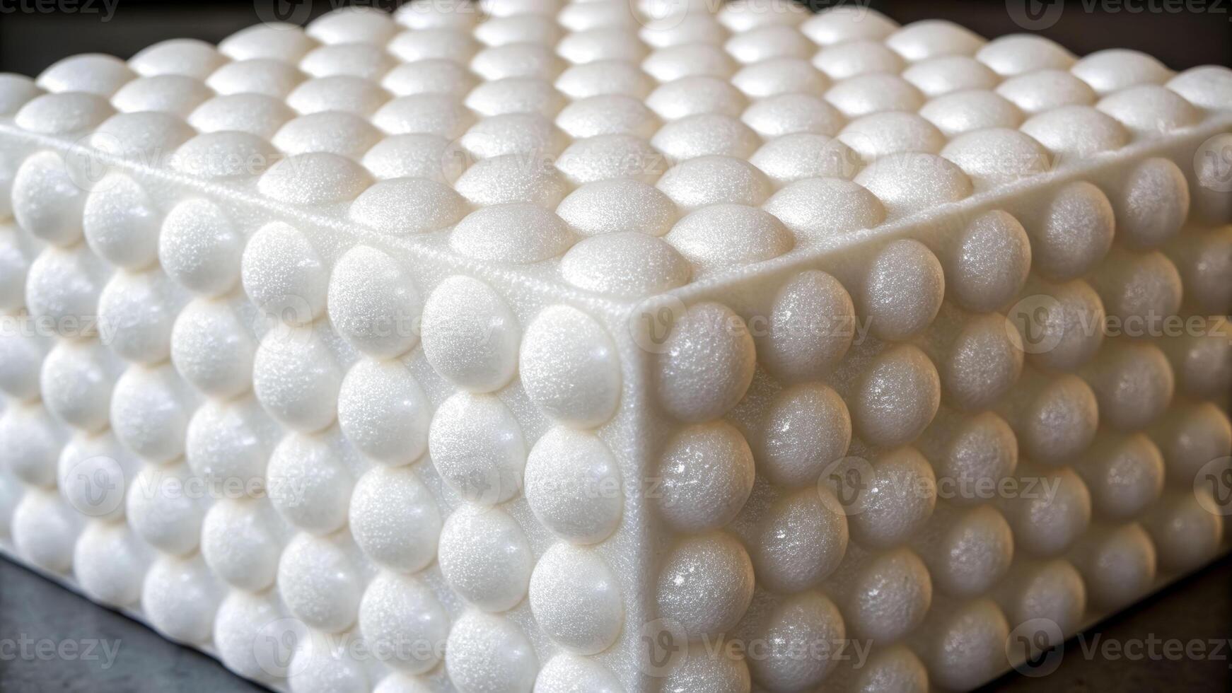 Close-up of white smooth texture polystyrene foam material studio setting product photography minimalist environment photo