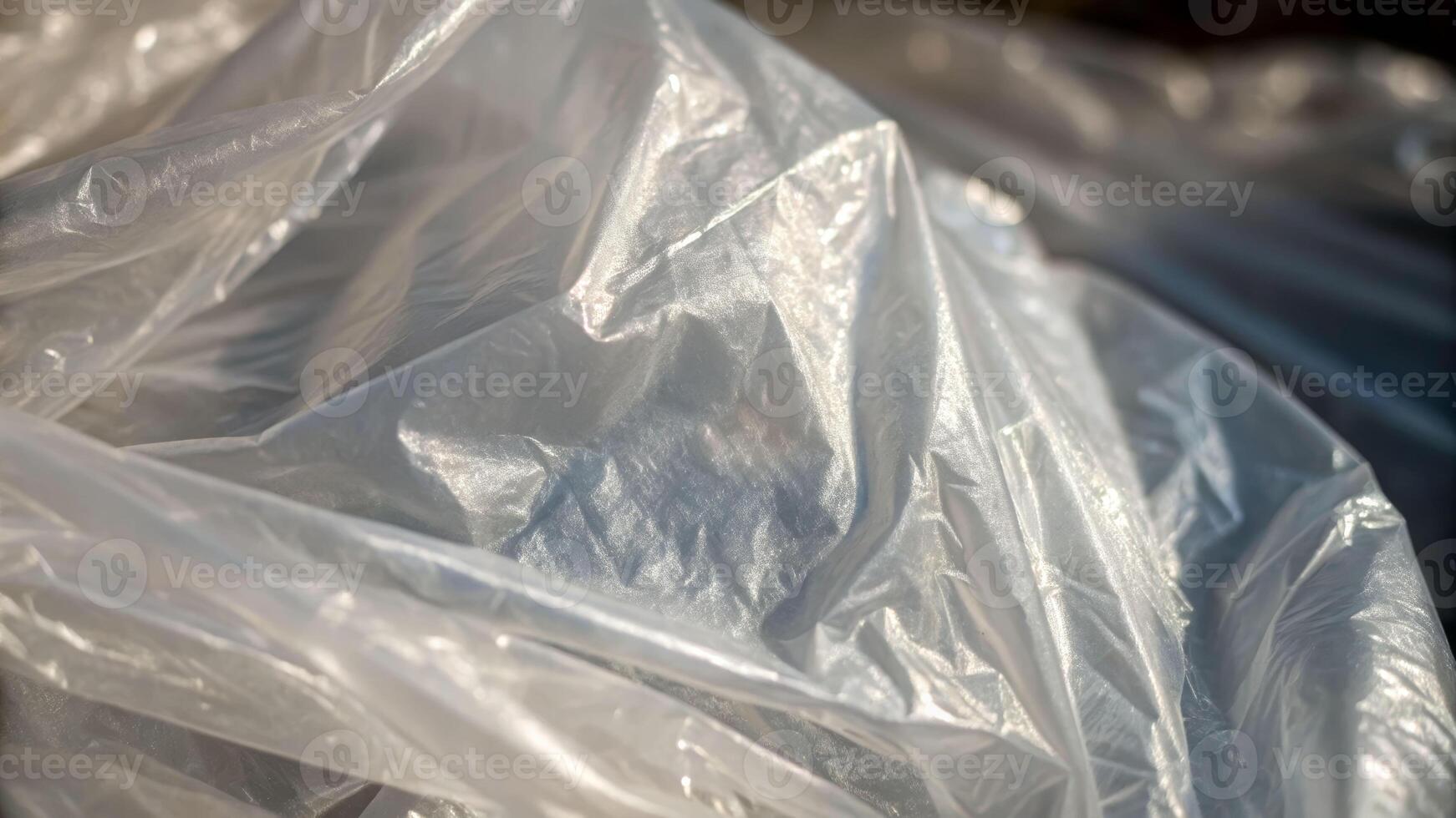 Close-up of wrinkled transparent plastic bag material urban setting macro photography natural light environment abstract composition photo