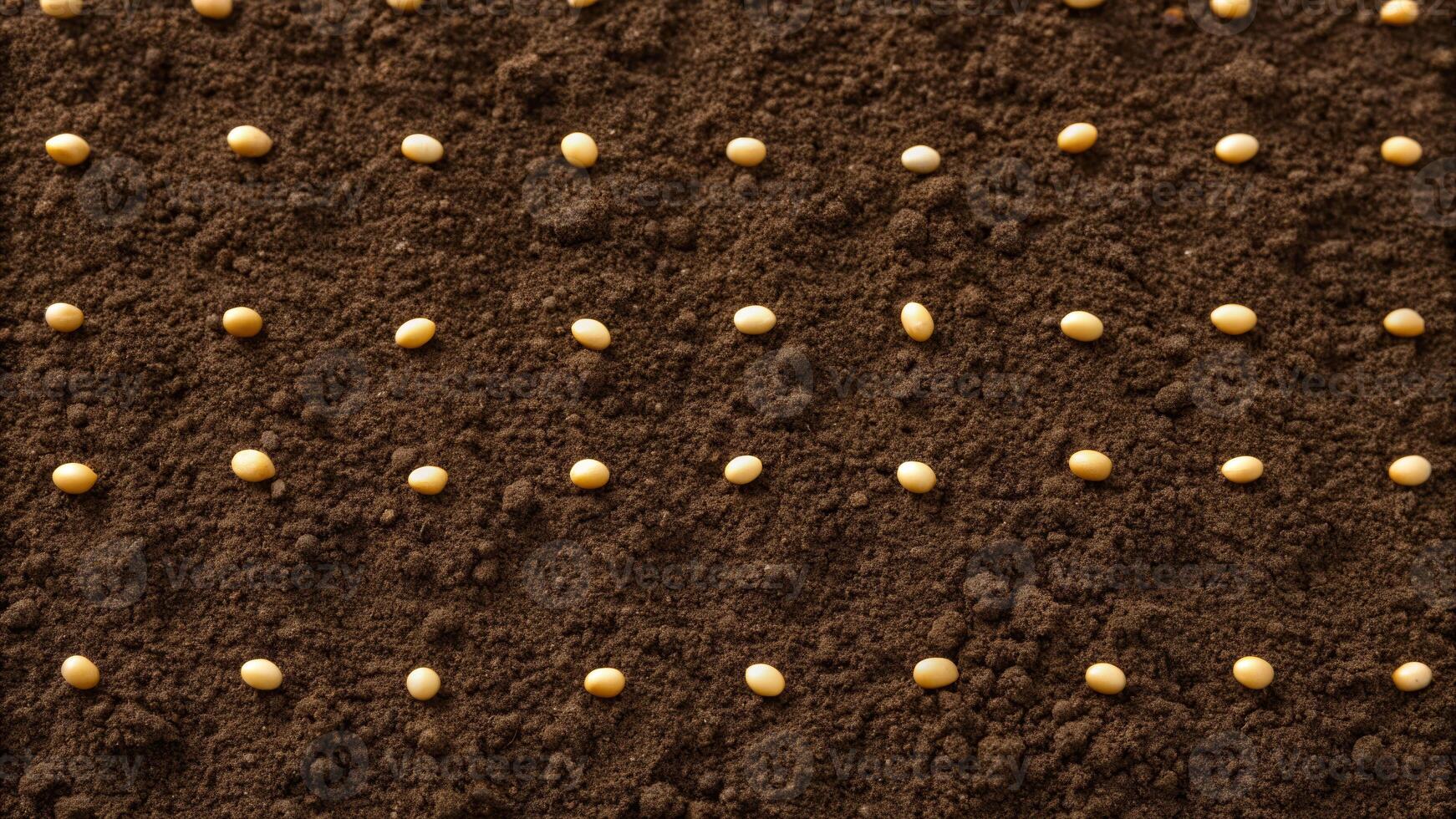 Planting seeds close-up view of dark brown soil agriculture field nature environment fostering growth photo