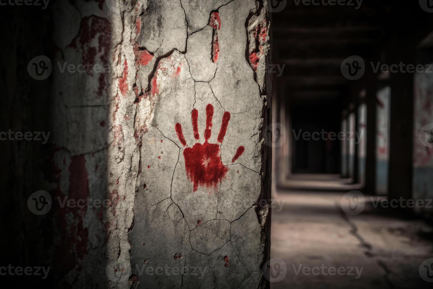 Haunting death scene abandoned building horror photography dark environment eerie perspective photo