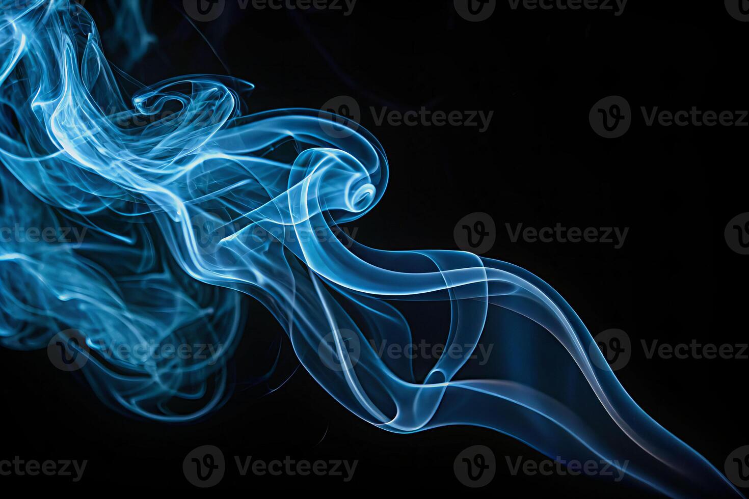Ethereal blue smoke of death dark space abstract art mysterious atmosphere close-up view conceptual visualization photo