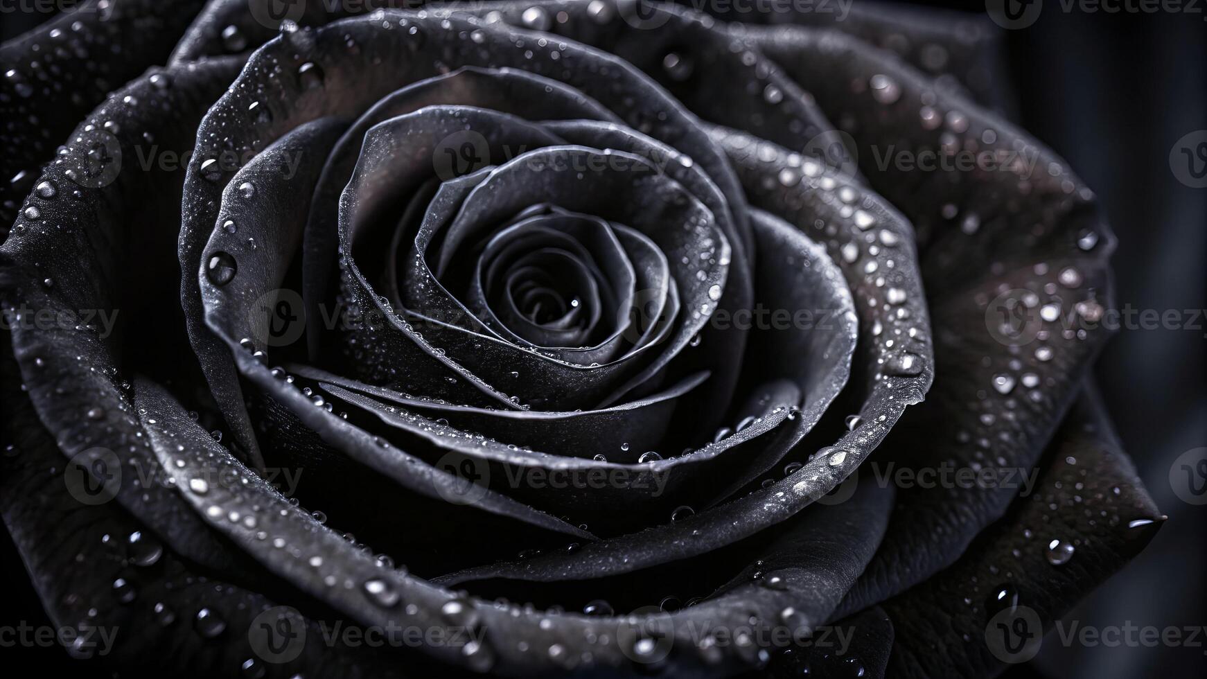Death in focus close-up of a single black rose nature's elegance studio setting intimate perspective photo