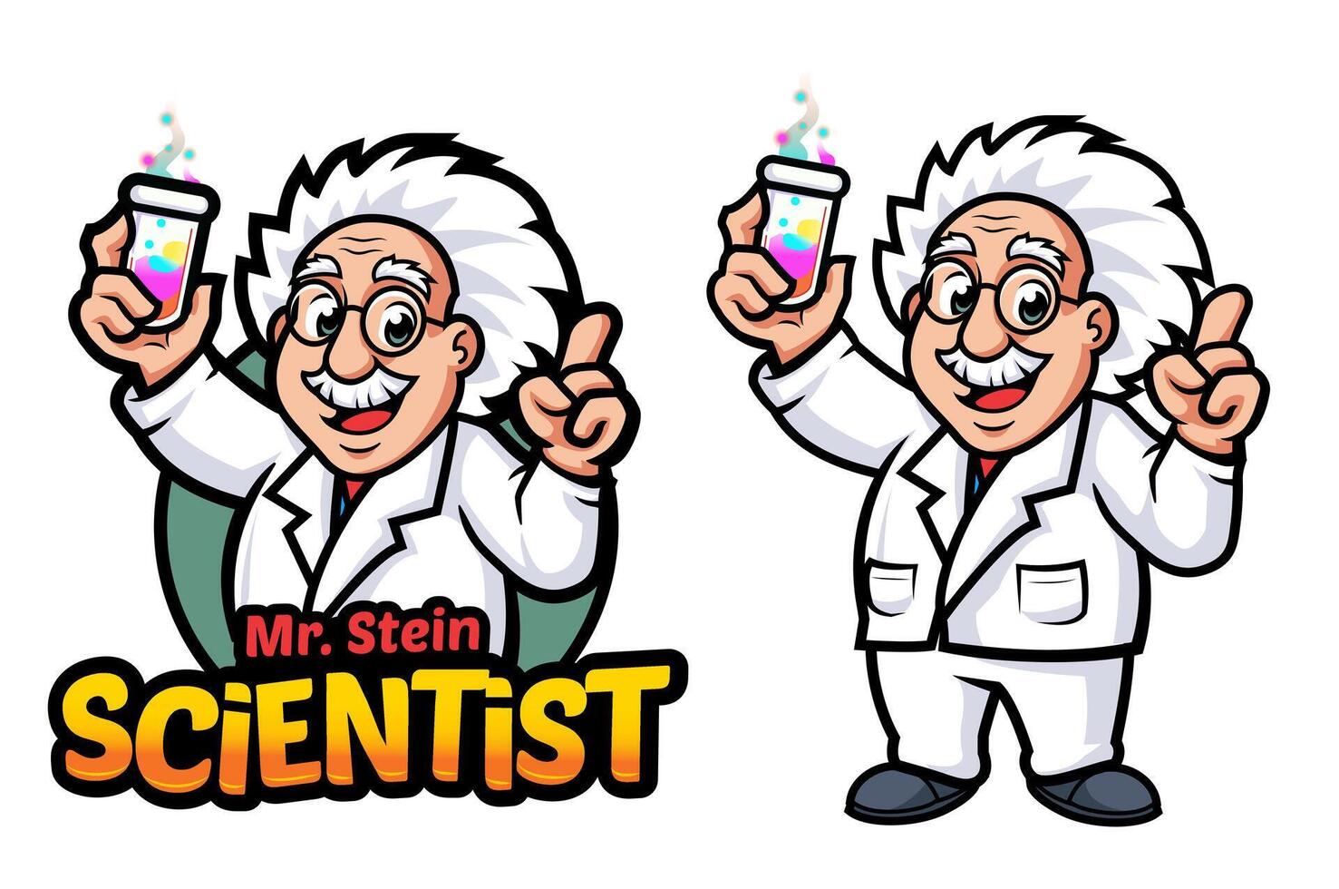 scientist character logo mascot with a special modern concept for your brand vector