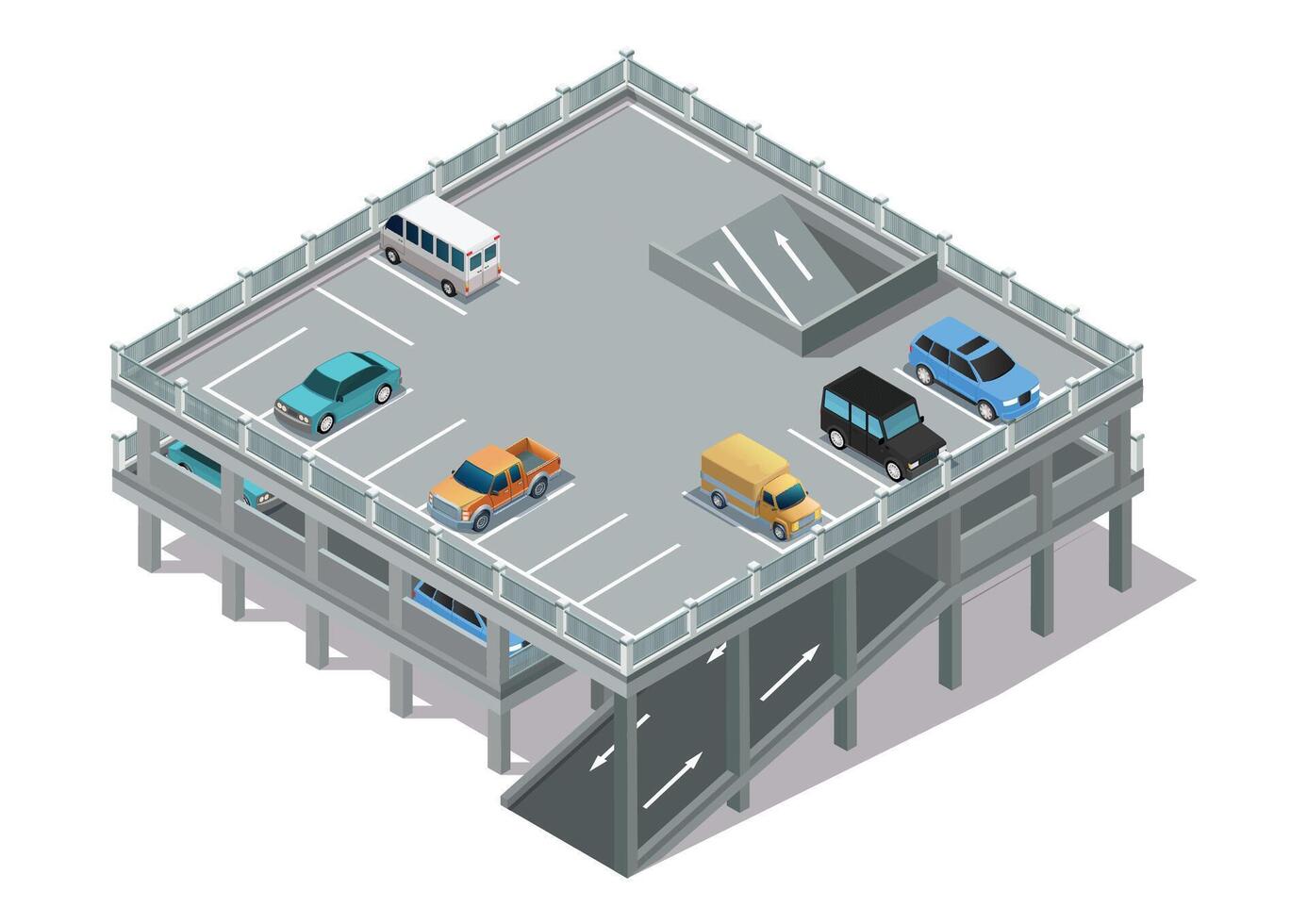 Isometric car parking area building vector