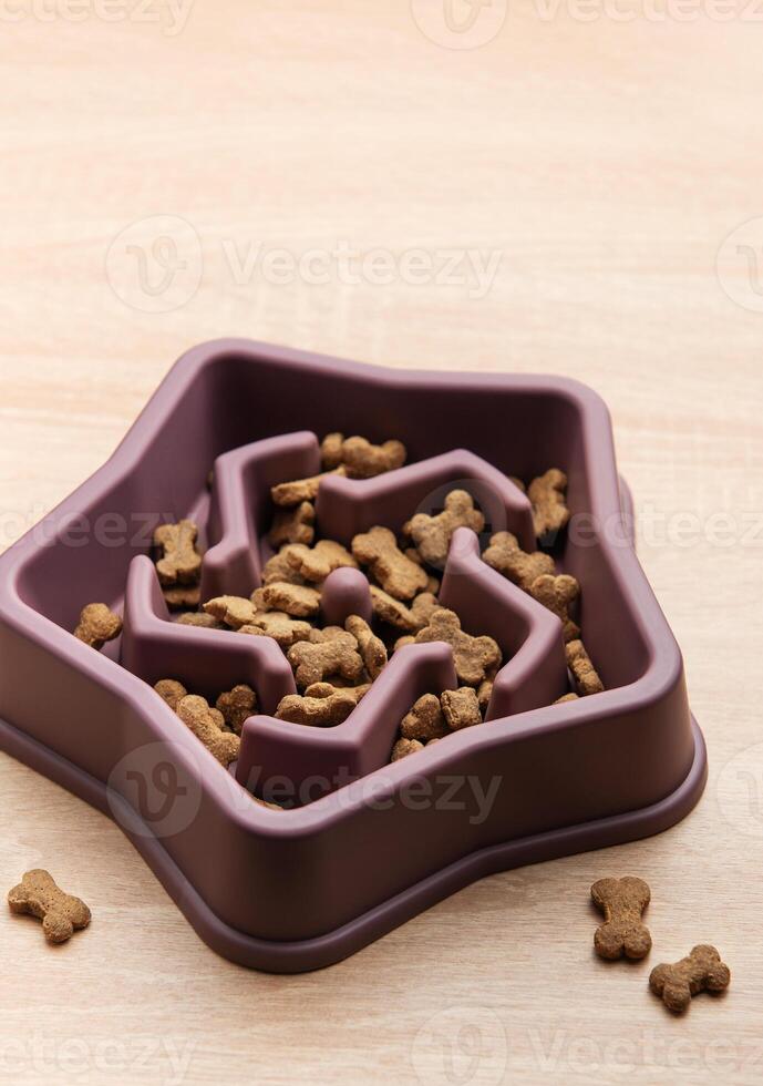 Slow feeder dog bowl star shape preventing gulping and improving digestion photo