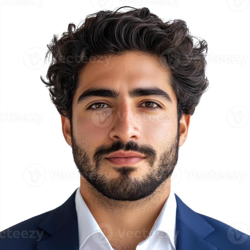 Young man in a suit showcases a confident expression, emphasizing professionalism and personal style photo