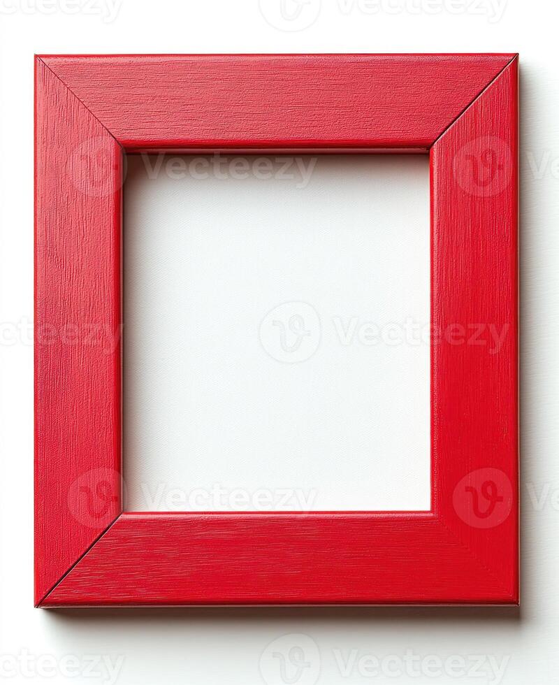 A vibrant red frame stands empty, inviting creativity and personal expression for artwork photo