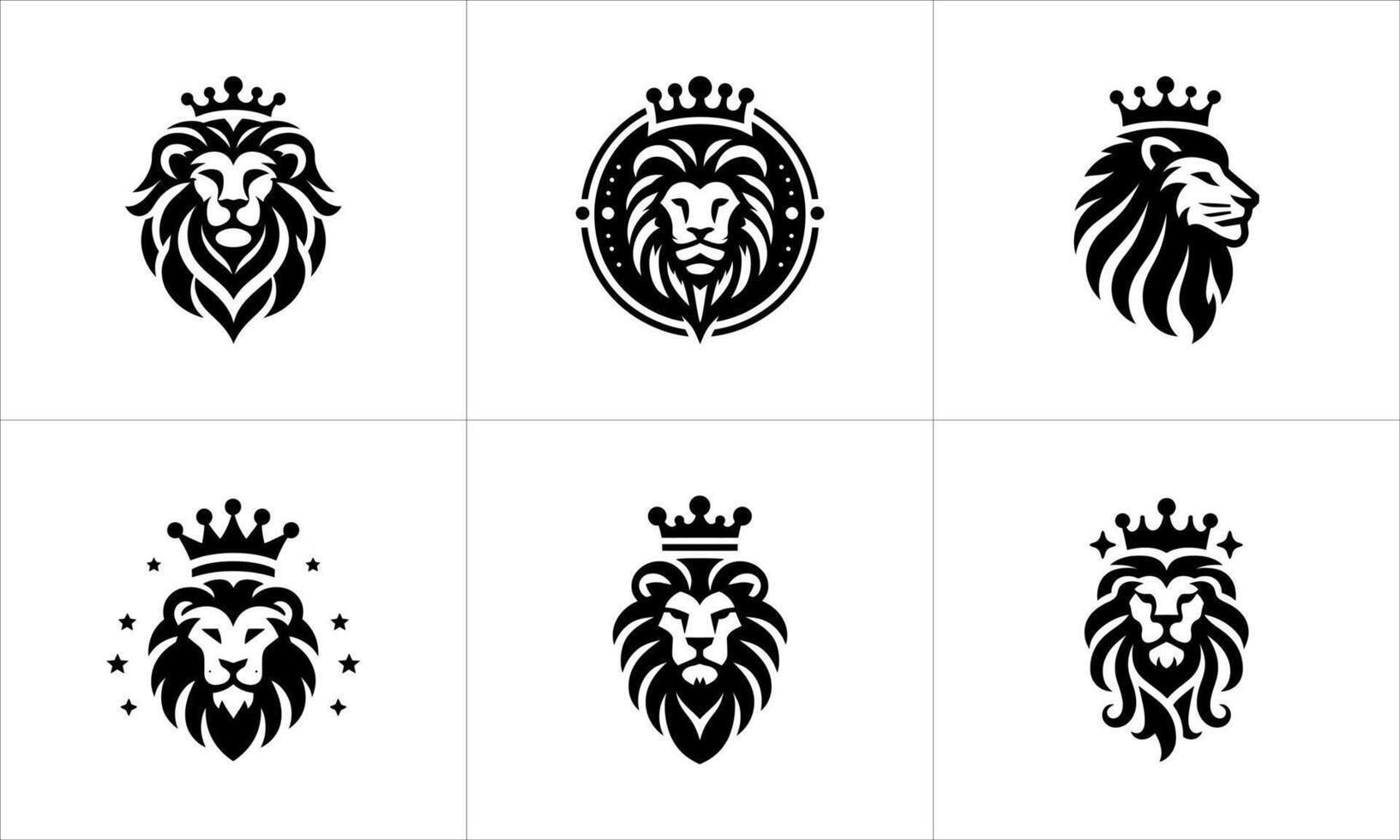 Lion head logo design icon set vector