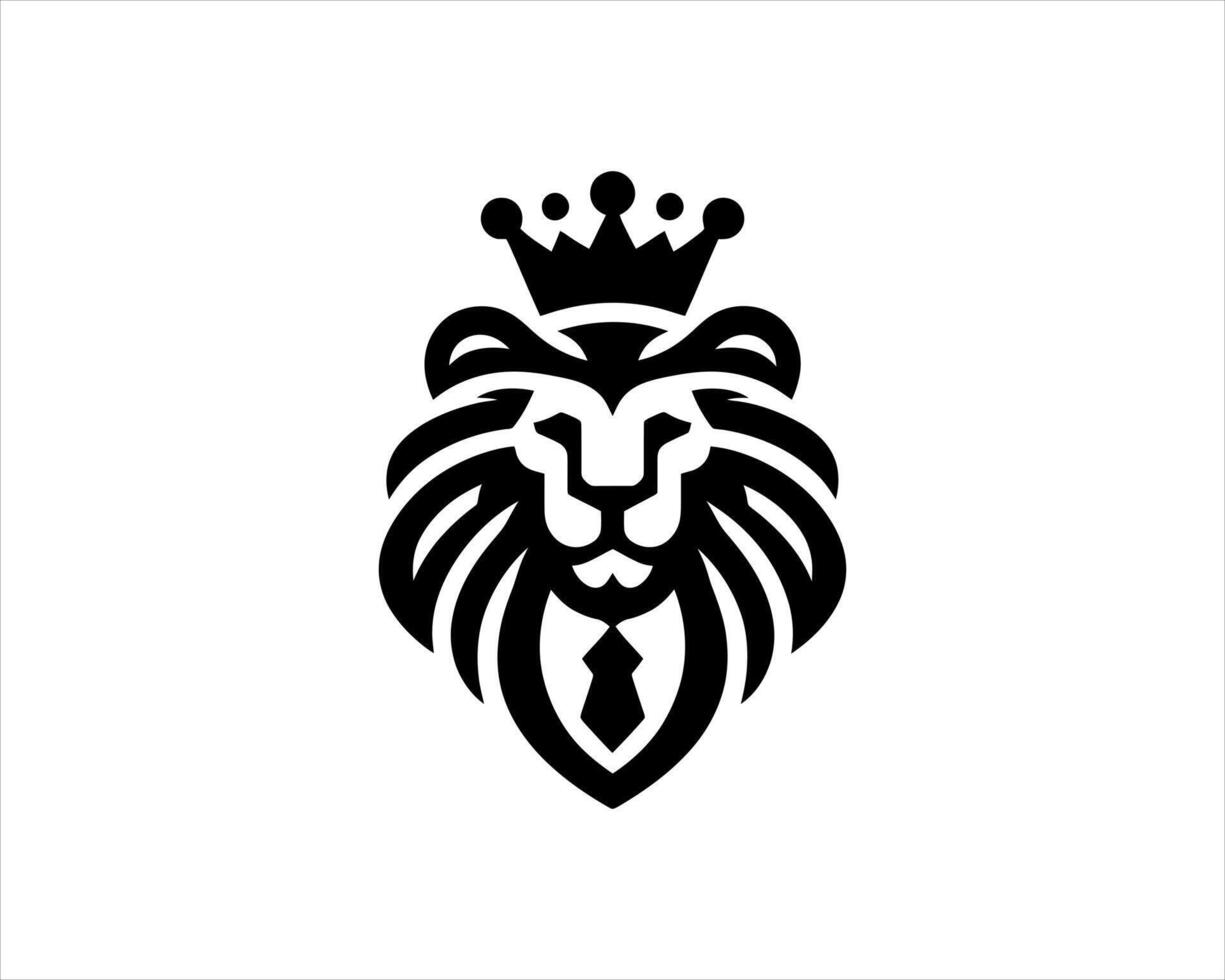 Minimal King Lion icon logo Illustration vector