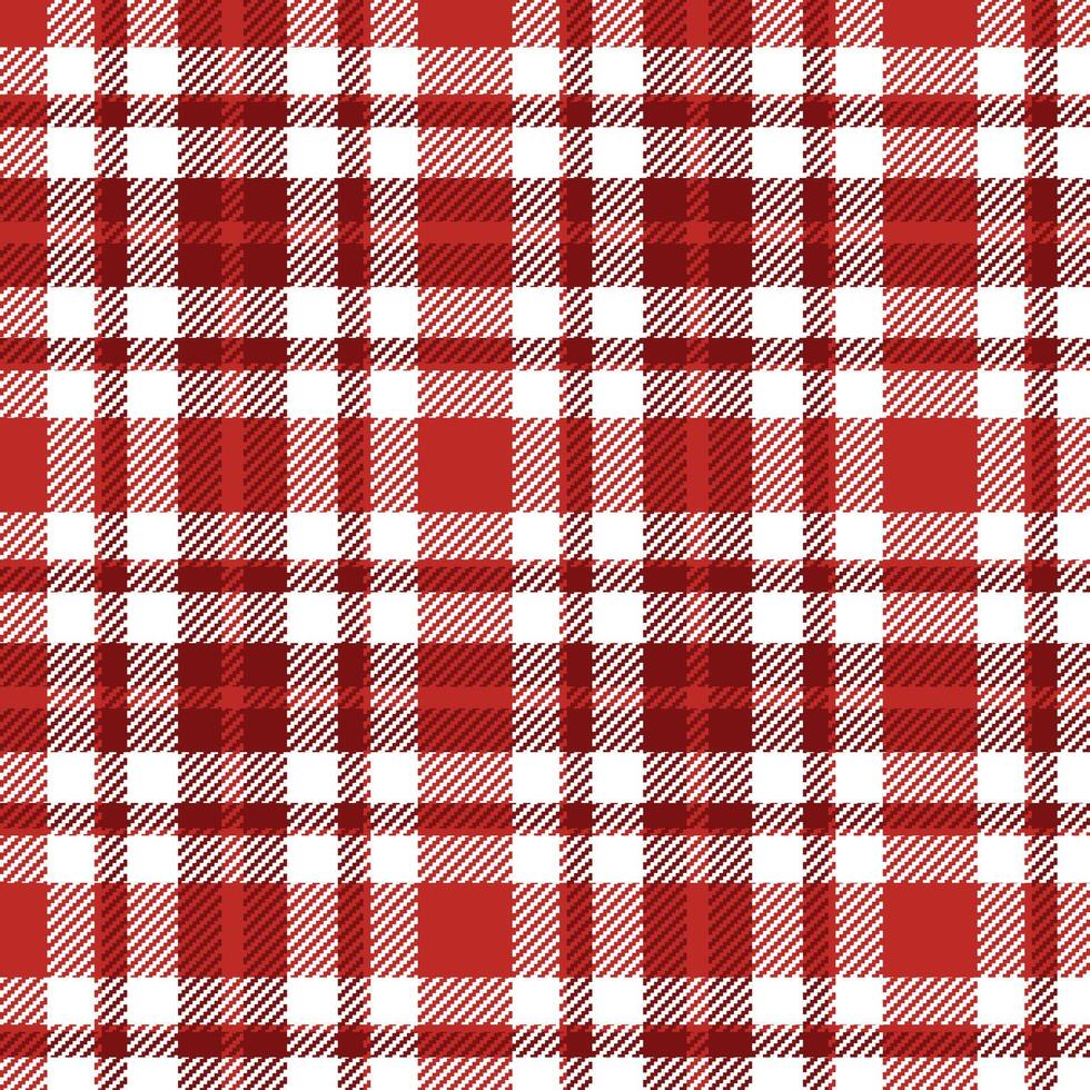 A red and white plaid fabric pattern vector