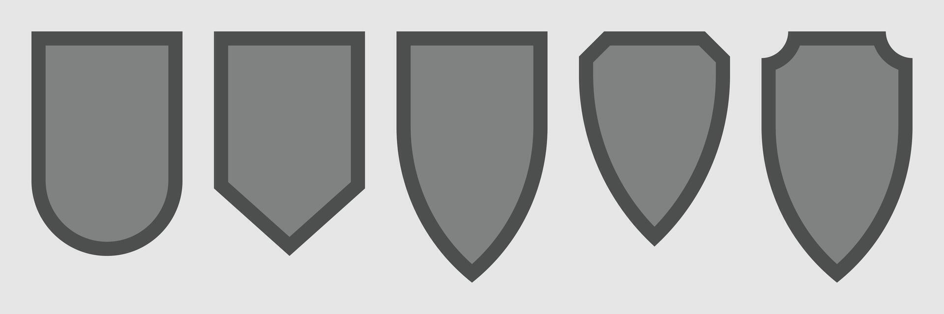 Shield icon collection. Shields, Badge, crest, armor set. Protection, defense symbol set. vector