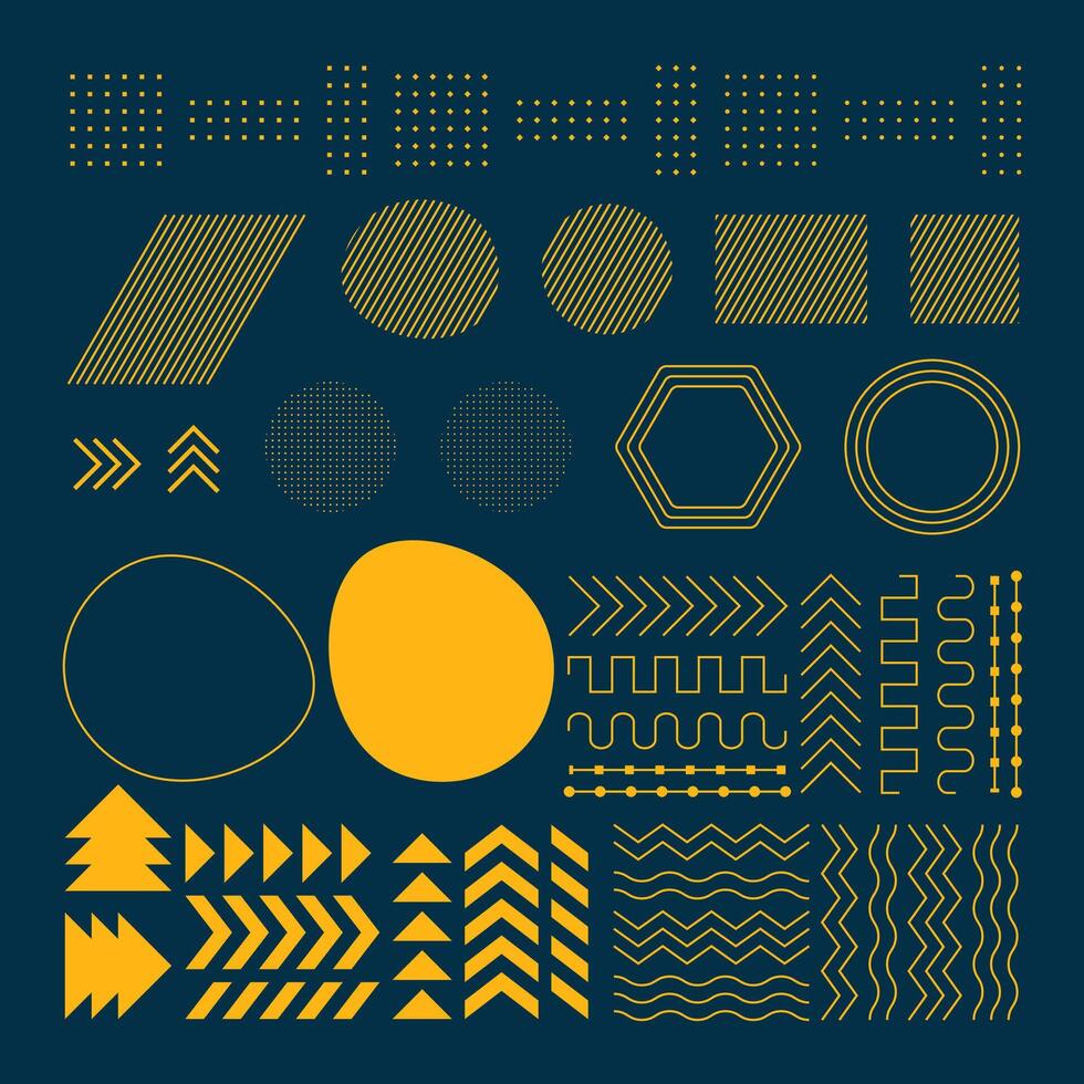 Set of abstract elements. Collection of abstract shapes suitable for modern banner and poster. Geometric pattern design. vector