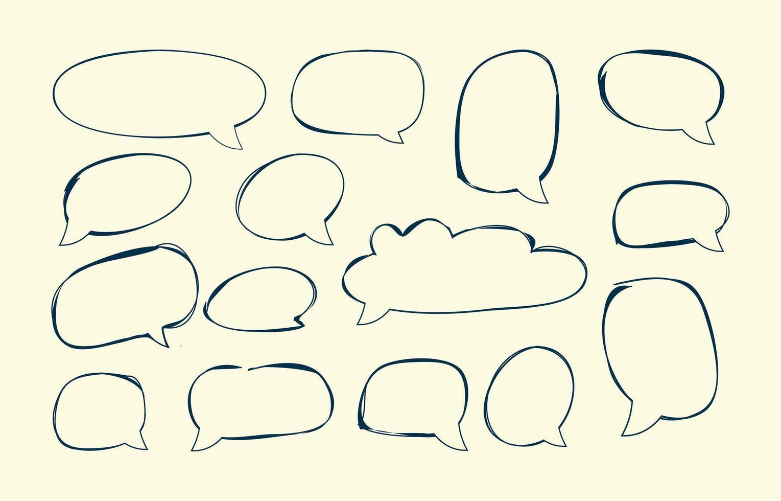 Hand drawn cartoon style speech or chat bubble collection. Comic style thought bubble. Quote bubble. vector