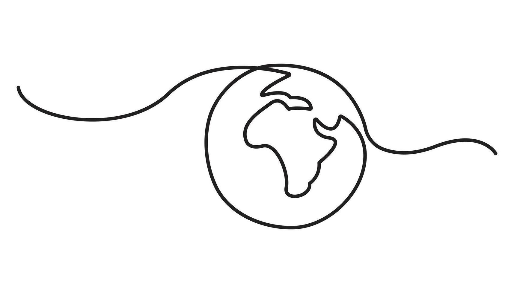 planet earth continuous one line drawing art illustration vector