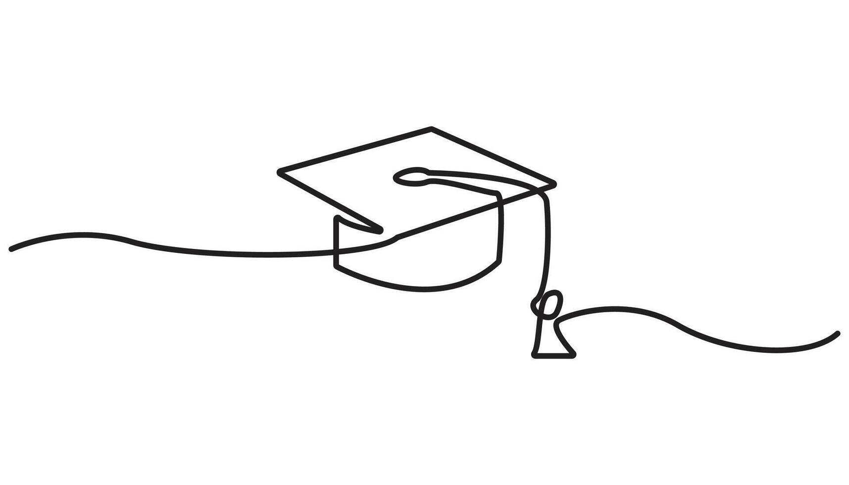 Graduation hat one line illustration vector