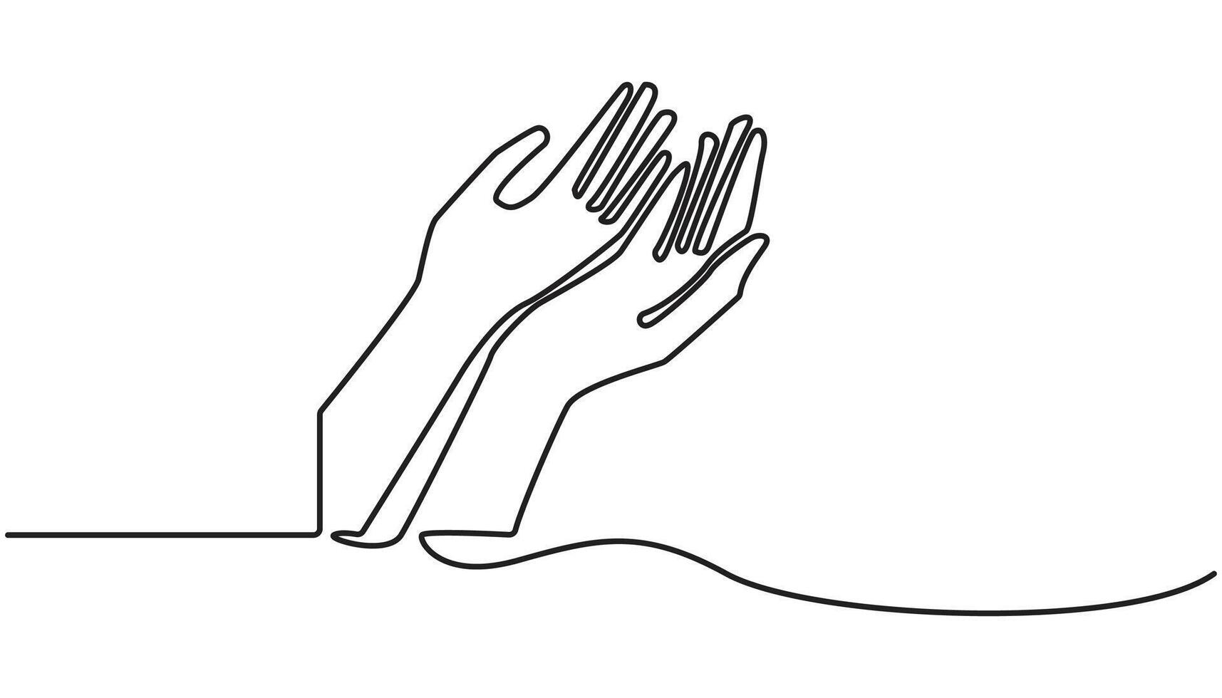 praying hands continuous one line drawing, one simple single abstract line drawing vector