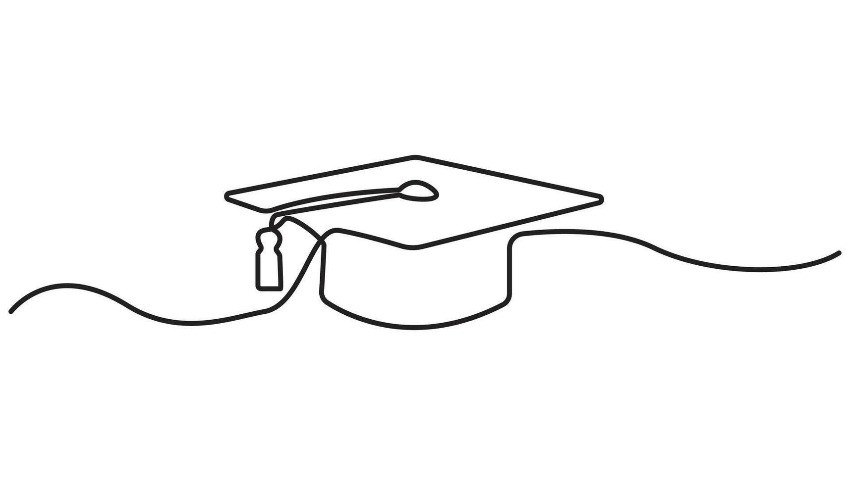 graduation hat continuous one line drawing diploma education vector