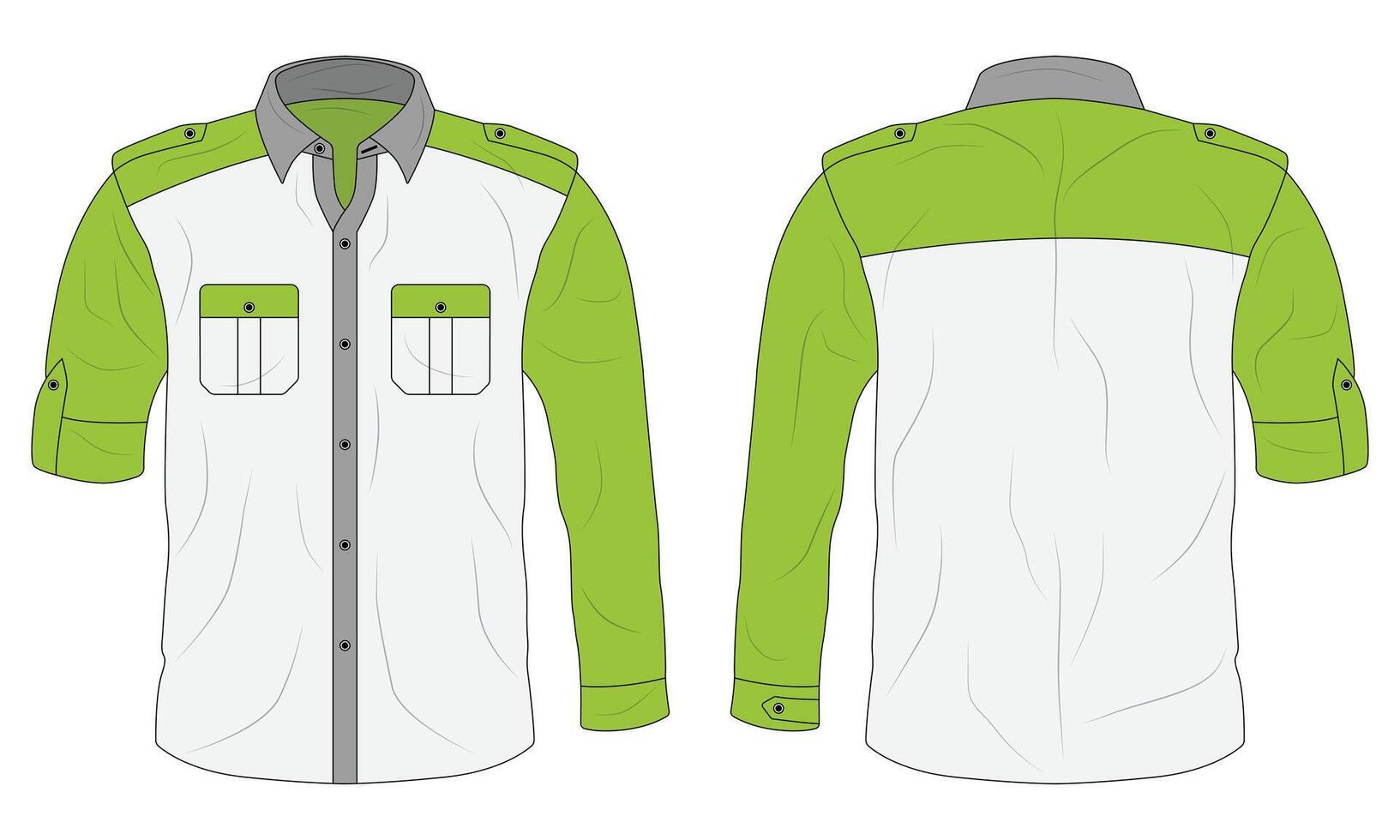 Office work shirt mockup front and back view vector