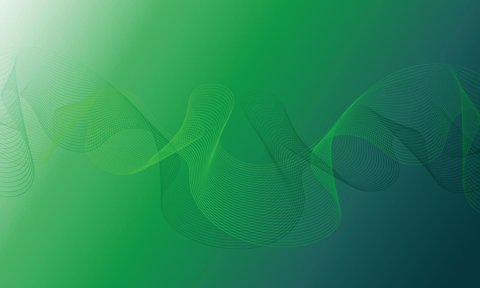 Abstract wavy motion lines green gradient background vector