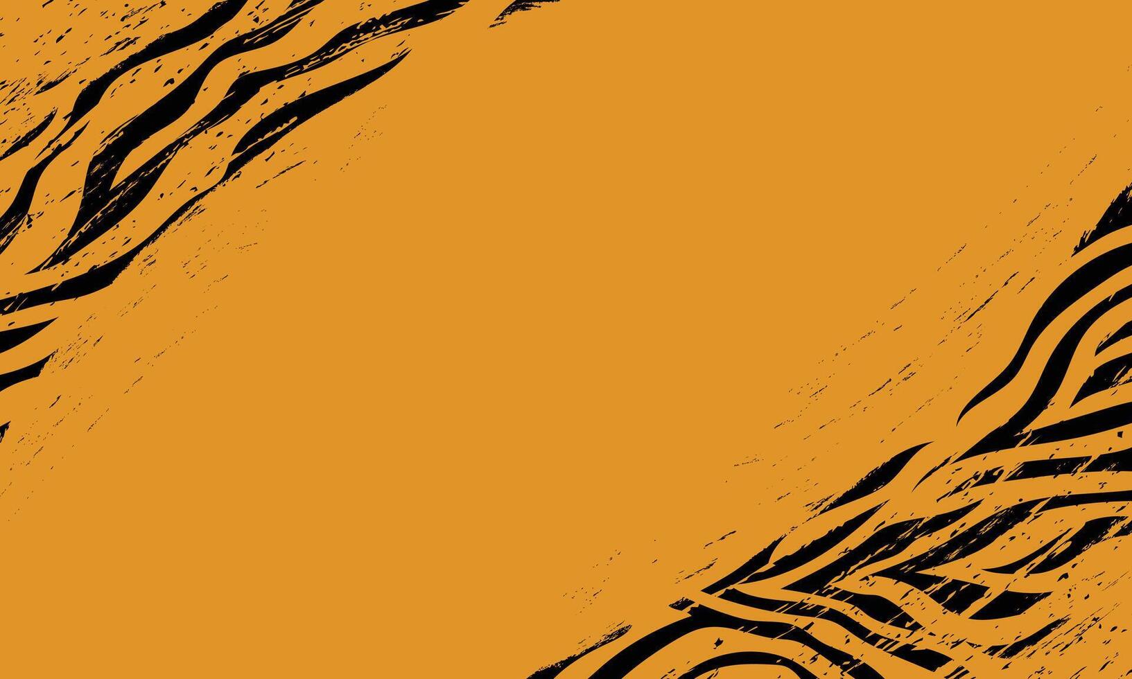 Abstract tiger skin grunge stripes pattern orange and black background vector