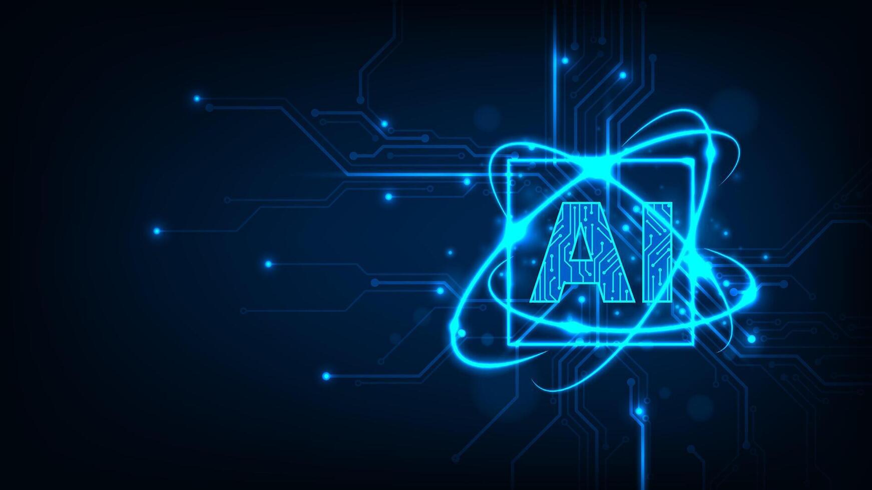 Futuristic artificial internet cyber with circuit technology. Abstract blue background. vector