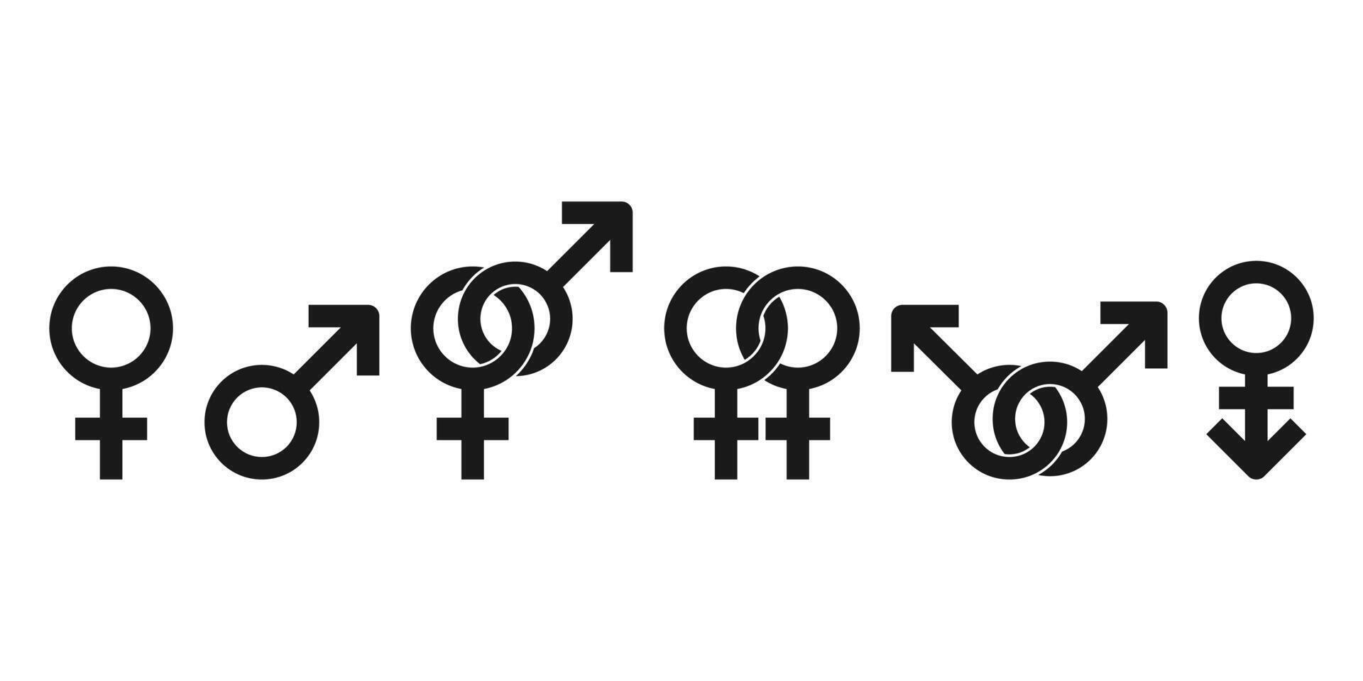 Gender symbol icon set. Different type of gender symbol. Gender Identity. vector