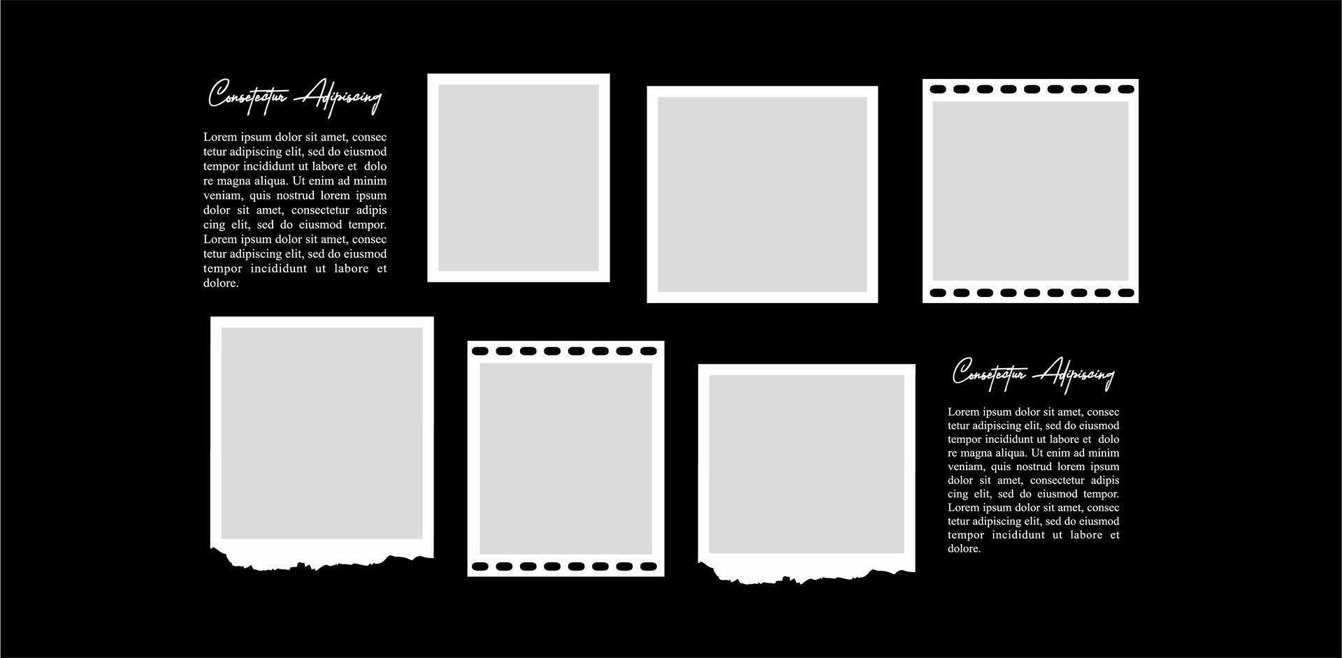 Collage photo template design vector