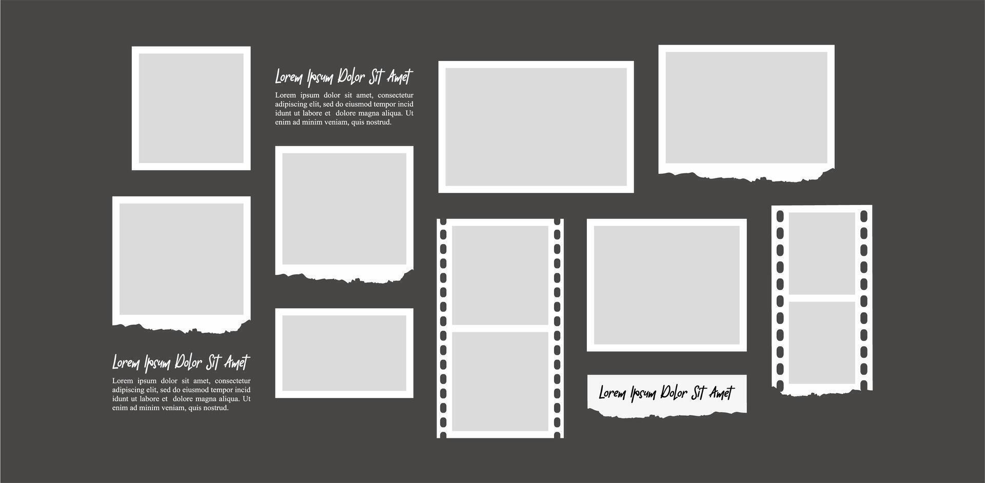 Design Picture Collage photo frames set with text vector