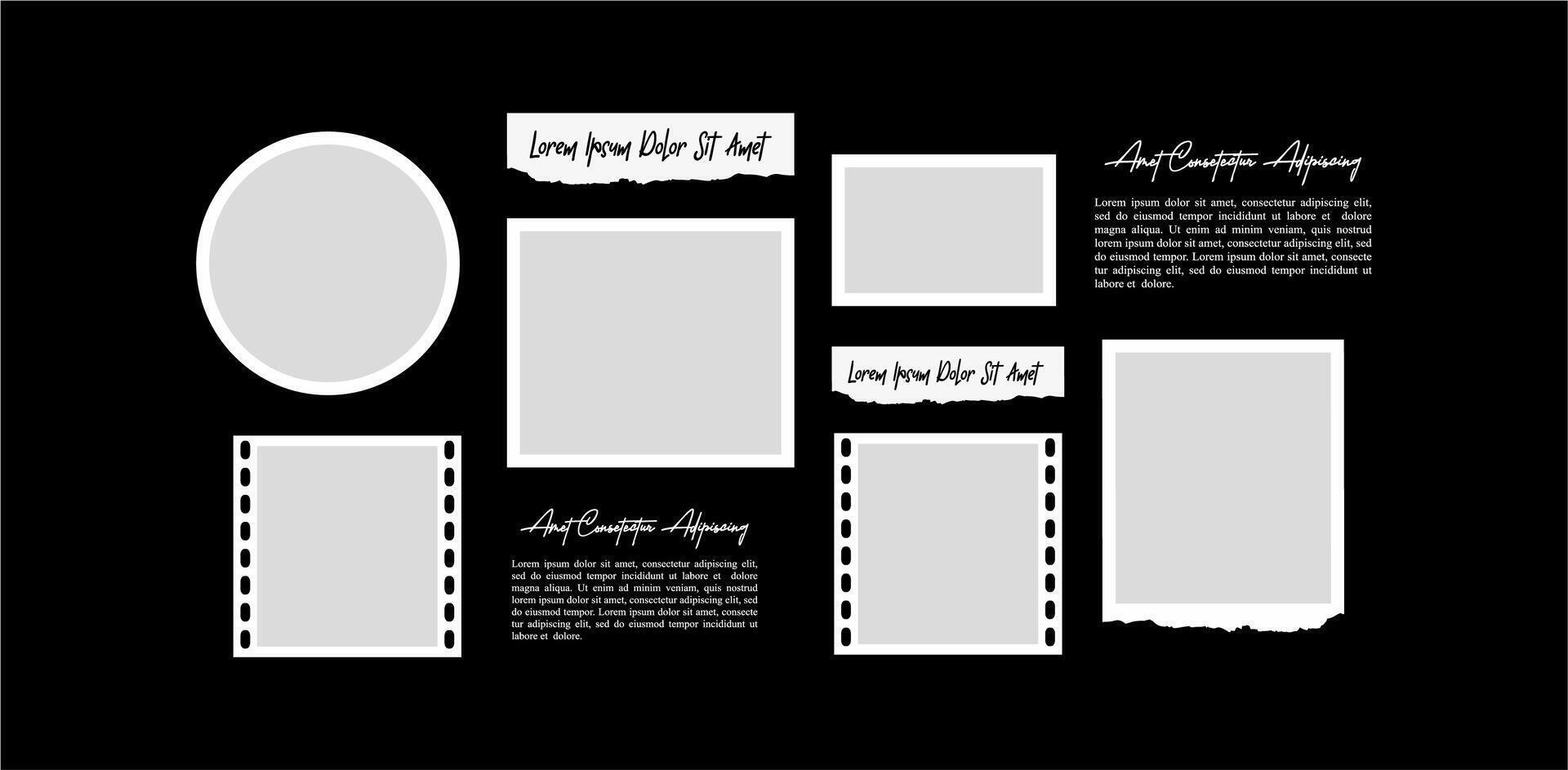 Decorative photo frame collage collection template vector