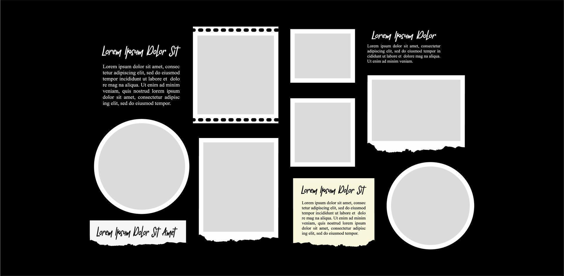 Design Picture abstract photo frames and digital photo wall template vector